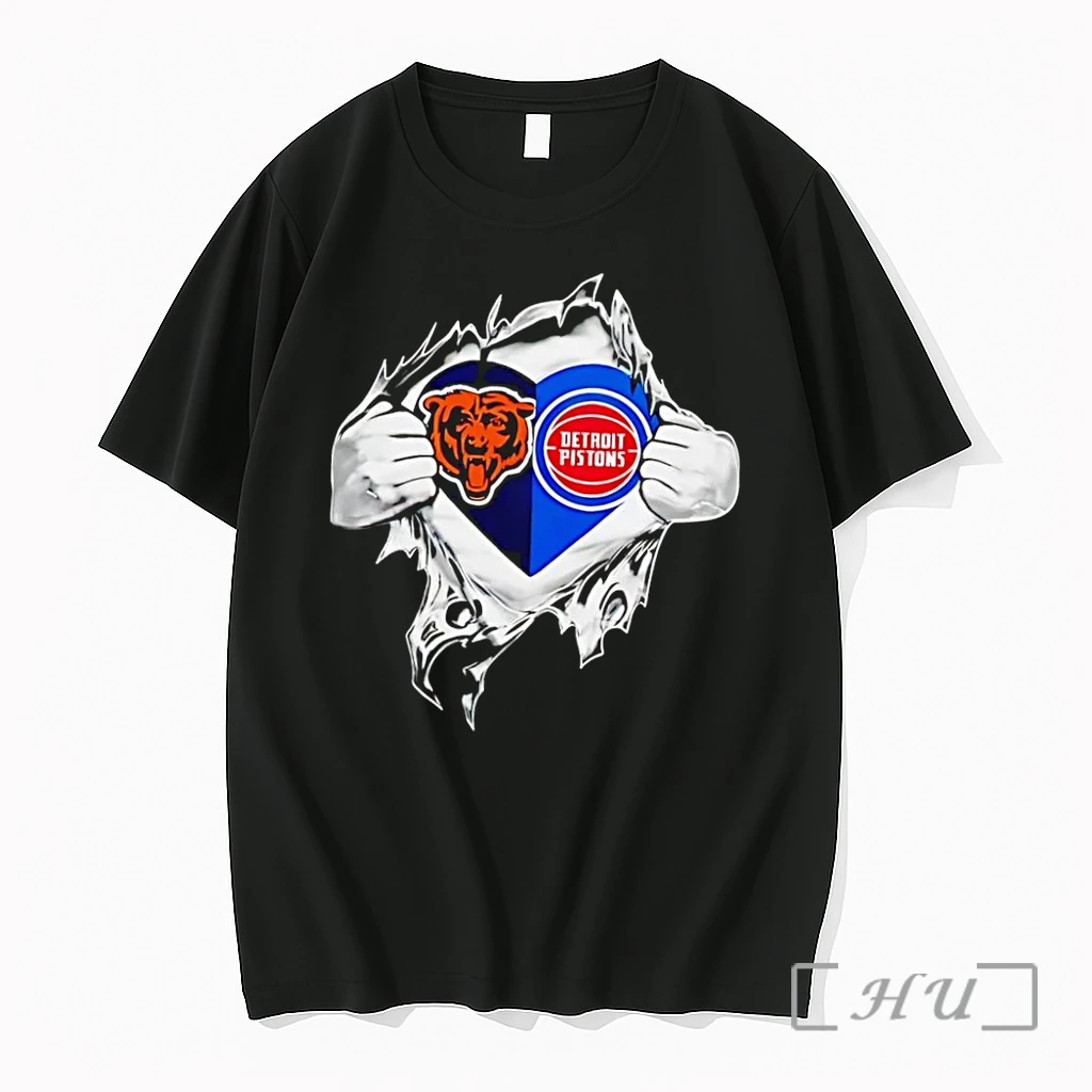 Officials Hands Ripping Open Chicago Bears Detroit Pistons Black Premium T Shirts Sweater Hoodie