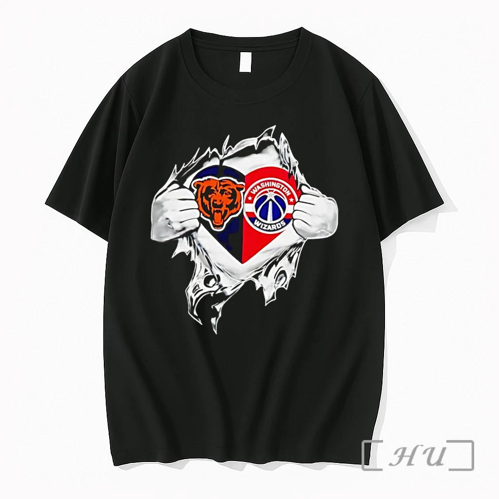 Officials Heart Hands Ripping Open Chicago Bears Washington Wizards Black Premium T Shirts Sweater Hoodie