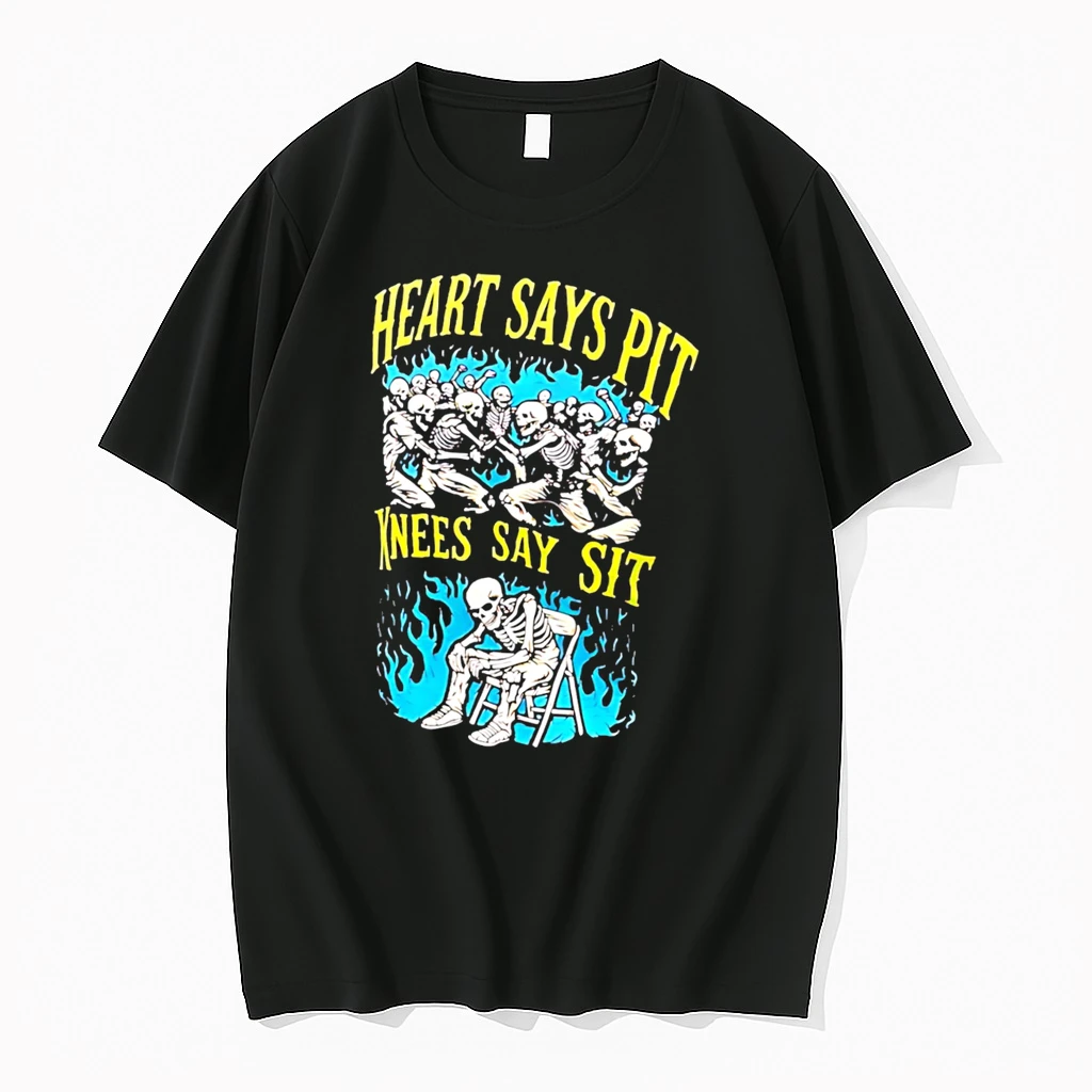 Officials Heart Says Pit Knees Say Sit Skeleton Concert Tee Premium T Shirt Sweatshirt Hoodie