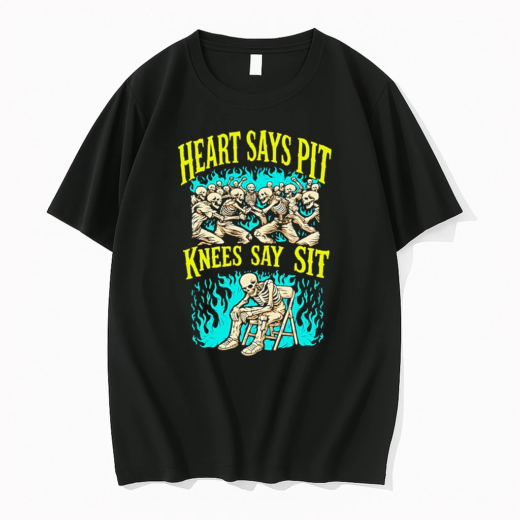 Officials Heart Says Pit Knees Say Sit Skeletons Mosh Pit And Resting Premium T Shirt Sweatshirt Hoodie