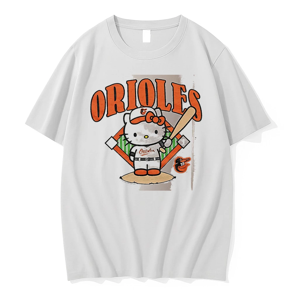 Officials Hello Kitty X Baltimore Orioles Batter White Premium T Shirt Sweatshirt Hoodie