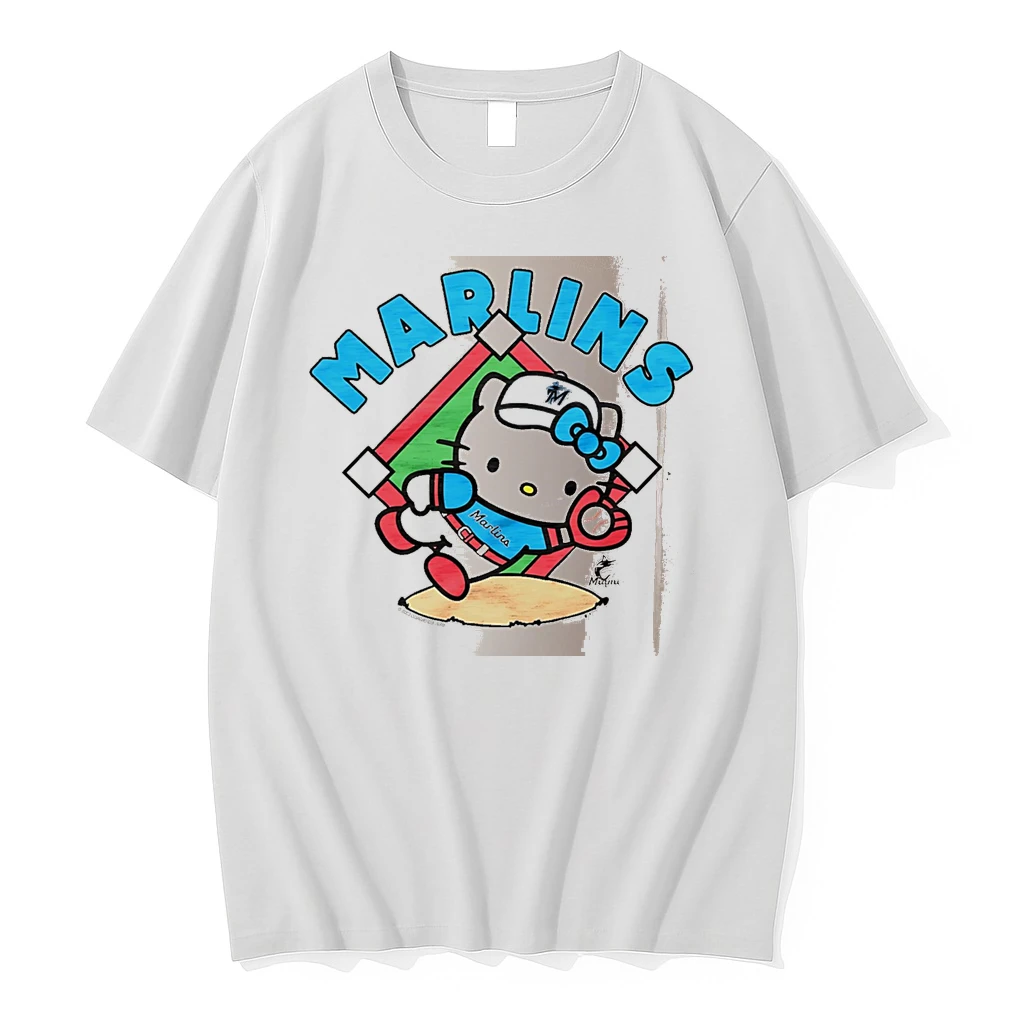 Officials Hello Kitty X Miami Marlins Catch White Premium T Shirt Sweatshirt Hoodie