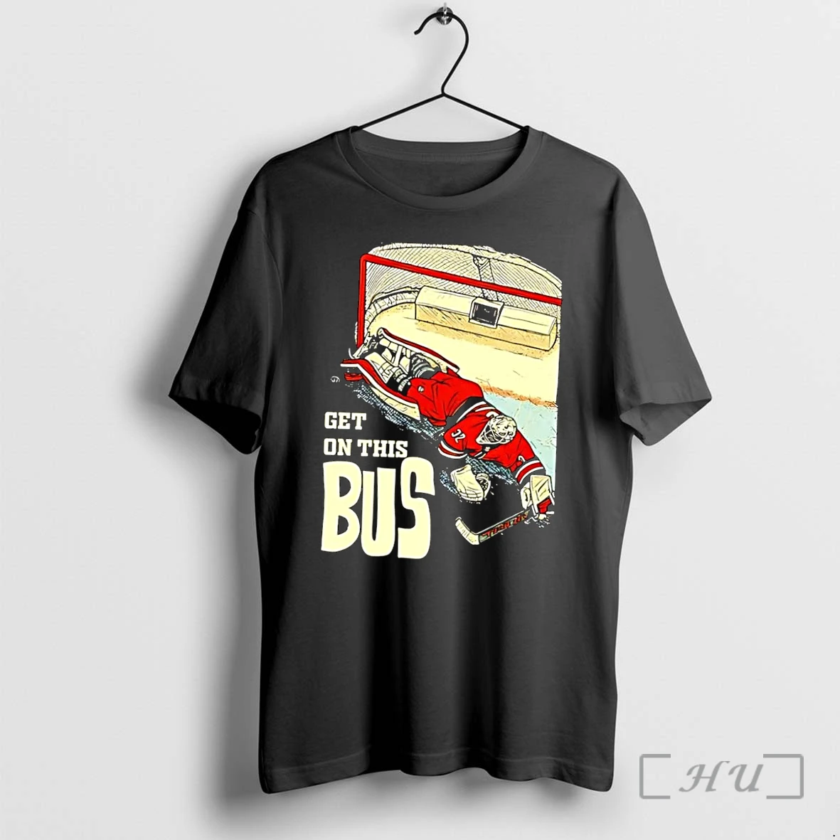 Officials Hockey Goalie Save Get On This Bus Carolina Hurricanes Black Premium T Shirts Sweater Hoodie