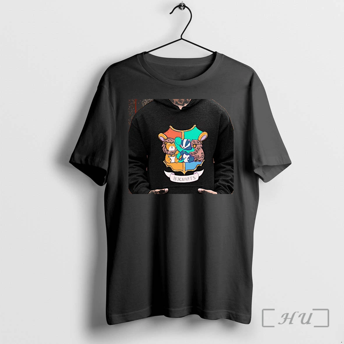 Officials Hogwarts Lion Snake Badger Eagle Mascot Hugwarts Text Premium T Shirts Sweater Hoodie