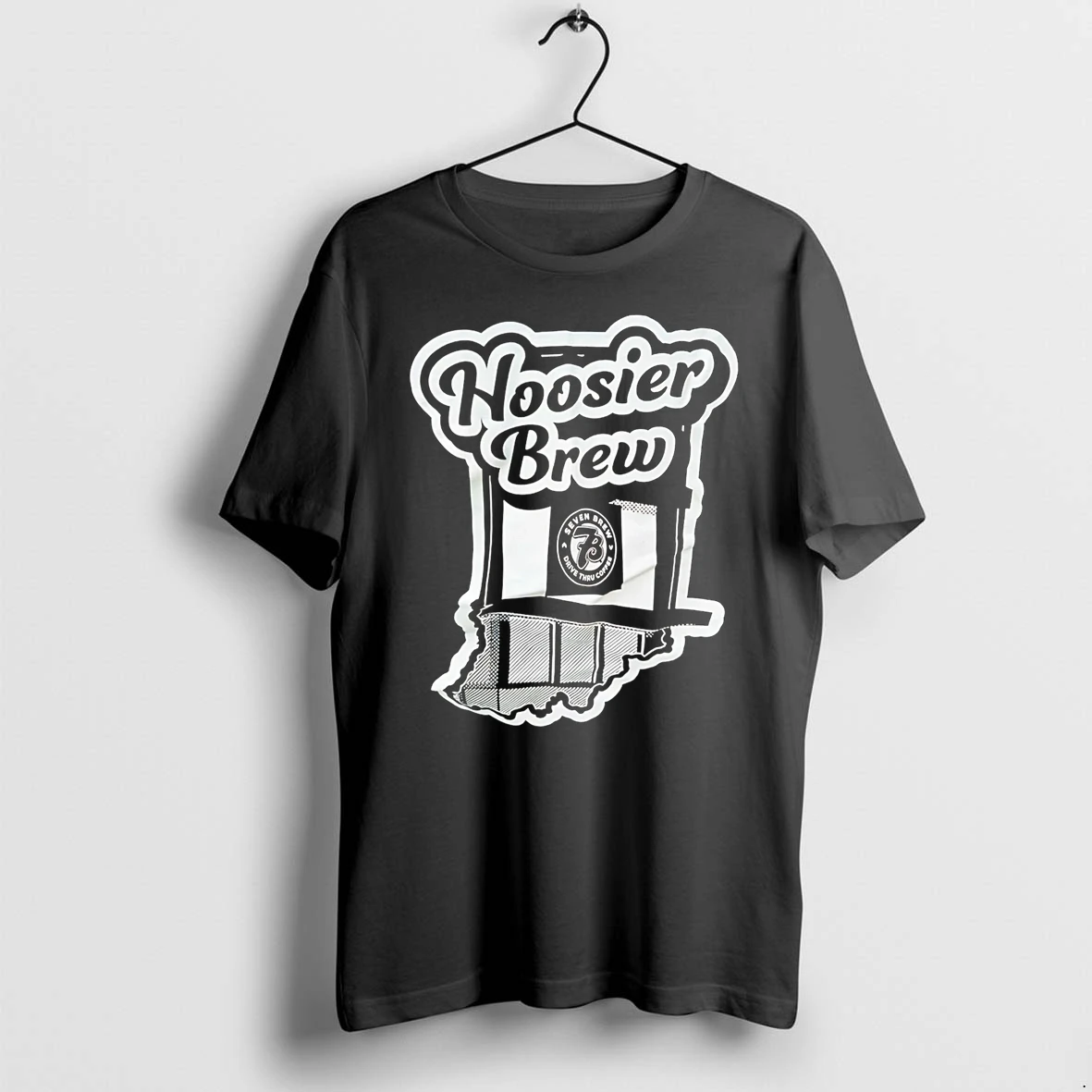 Officials Hoosier Brew Seven Brew Drive Thru Coffee Indiana State Map Premium T Shirt Sweatshirt Hoodie