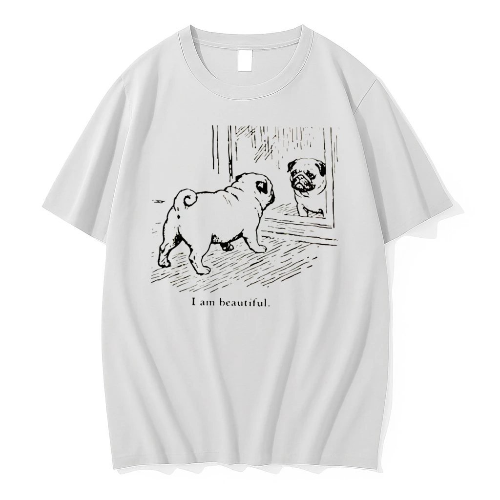 Officials I Am Beautiful Pug Looking In Mirror Dog Tee Premium T Shirt Sweatshirt Hoodie