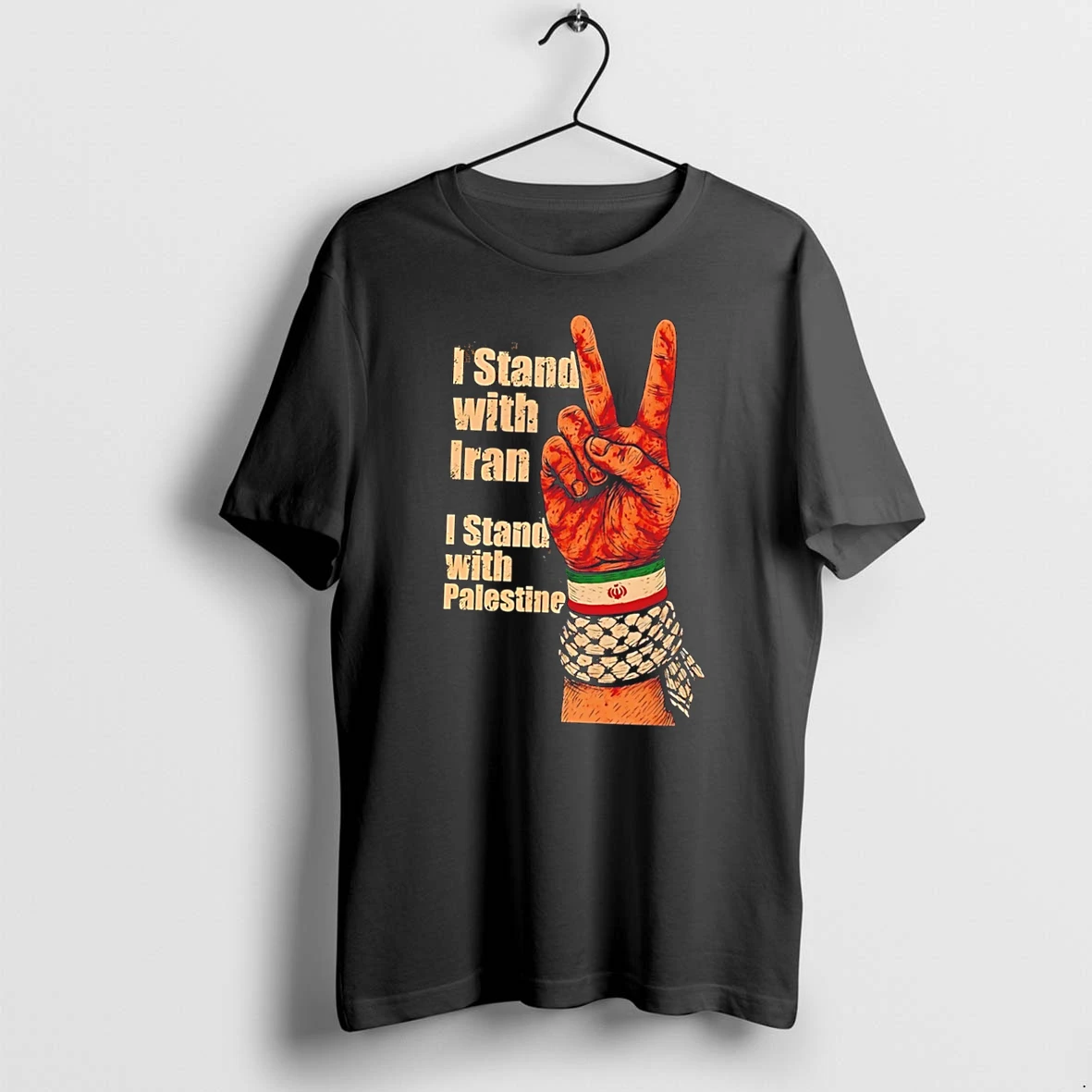 Officials I Stand With Iran I Stand With Palestine Hand Gesture Tee Premium T Shirt Sweatshirt Hoodie