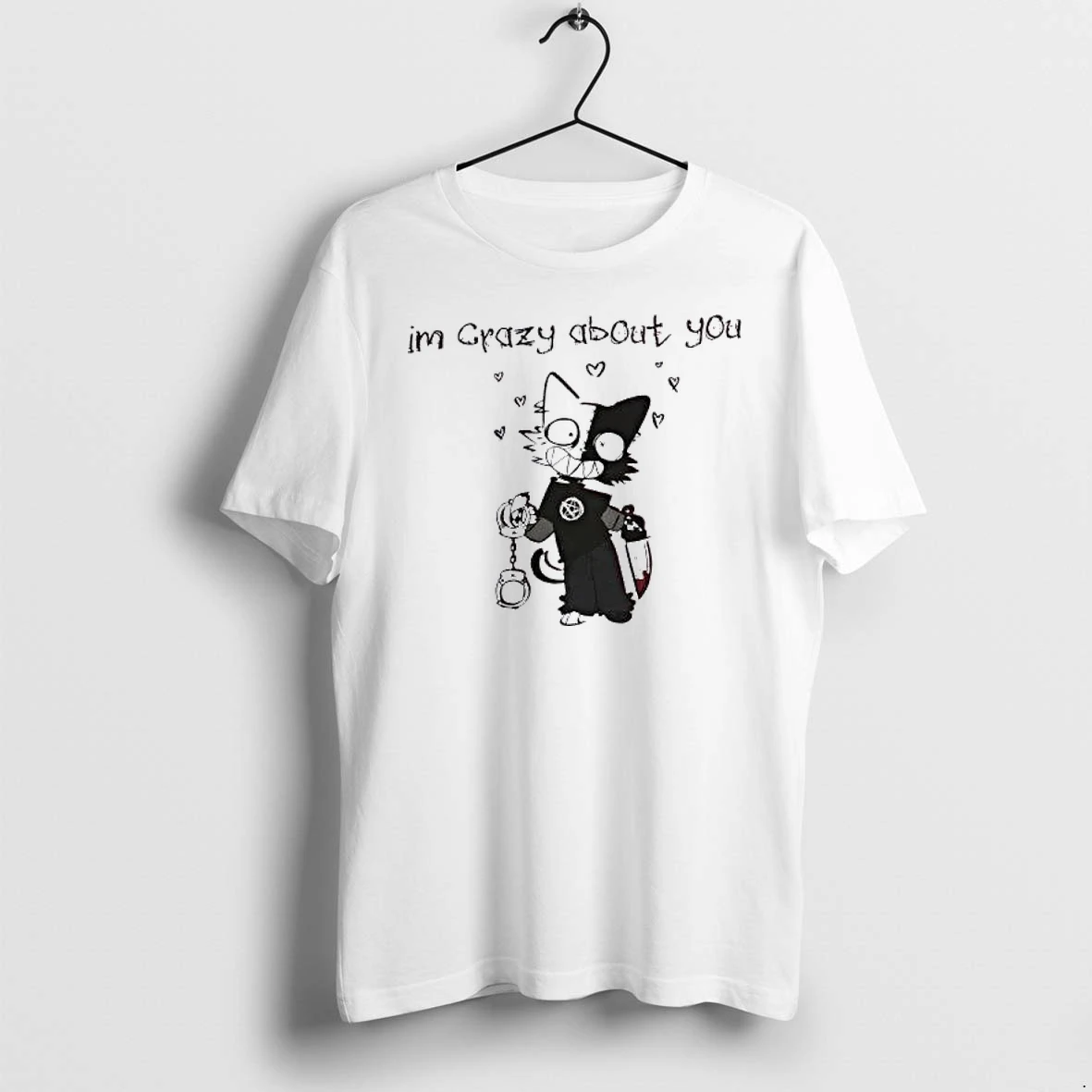 Officials Im Crazy About You Goth Cat With Handcuffs And Knife Premium T Shirt Sweatshirt Hoodie