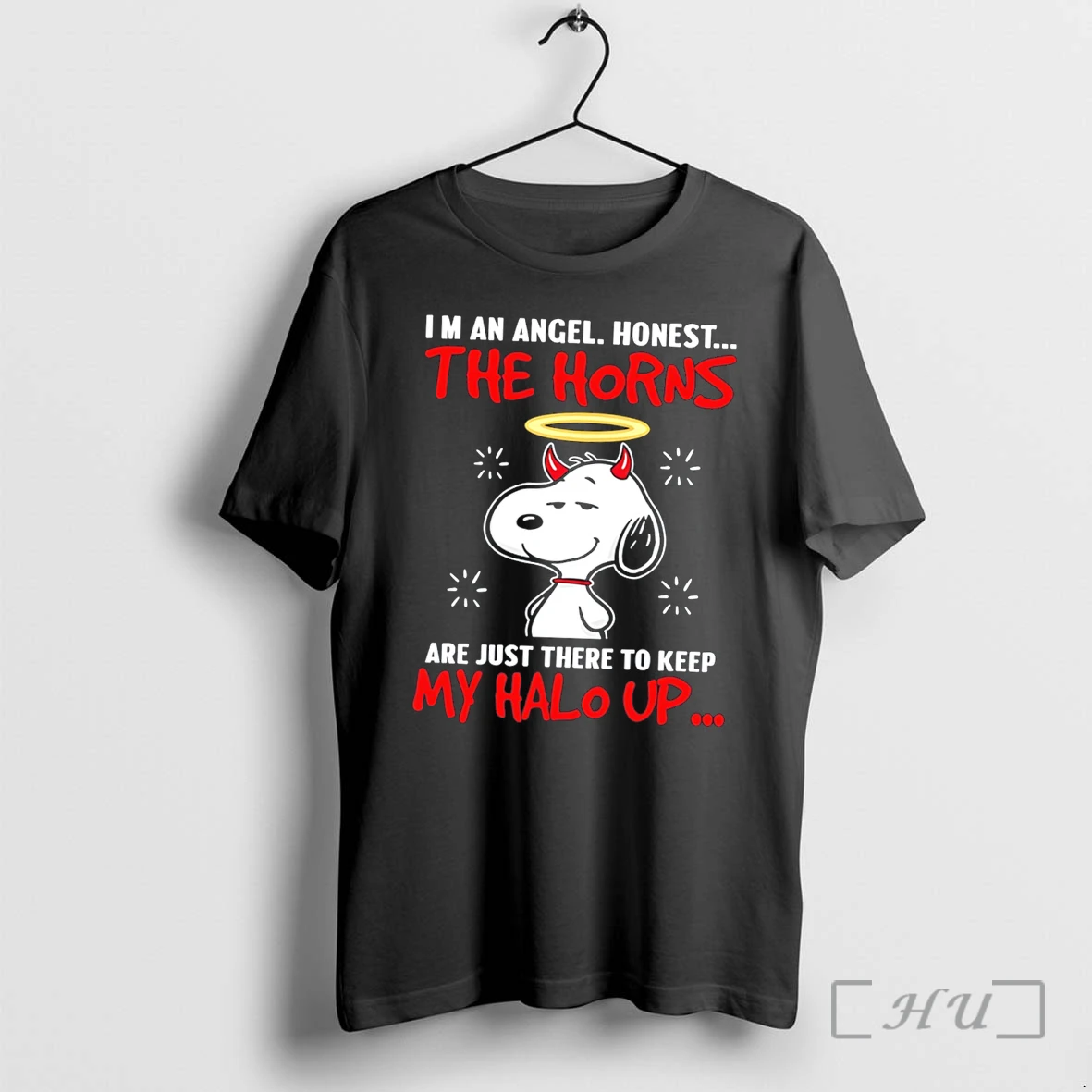 Officials Im An Angel Honest The Horns Are Just There To Keep My Halo Up Snoopy Tee Premium T Shirts Sweater Hoodie