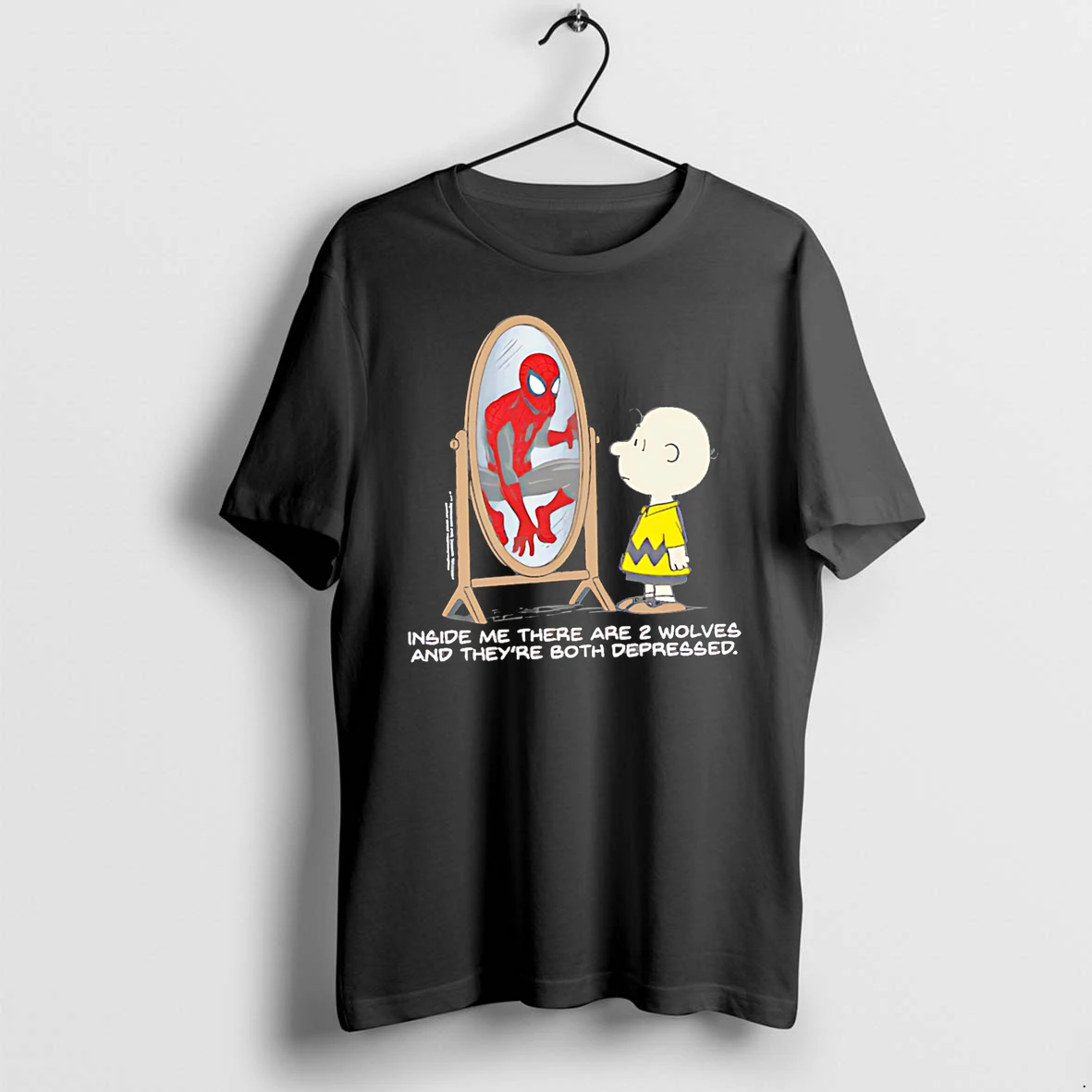 Officials Inside Me There Are 2 Wolves And Theyre Both Depressed Spider Man Premium T Shirt Sweatshirt Hoodie
