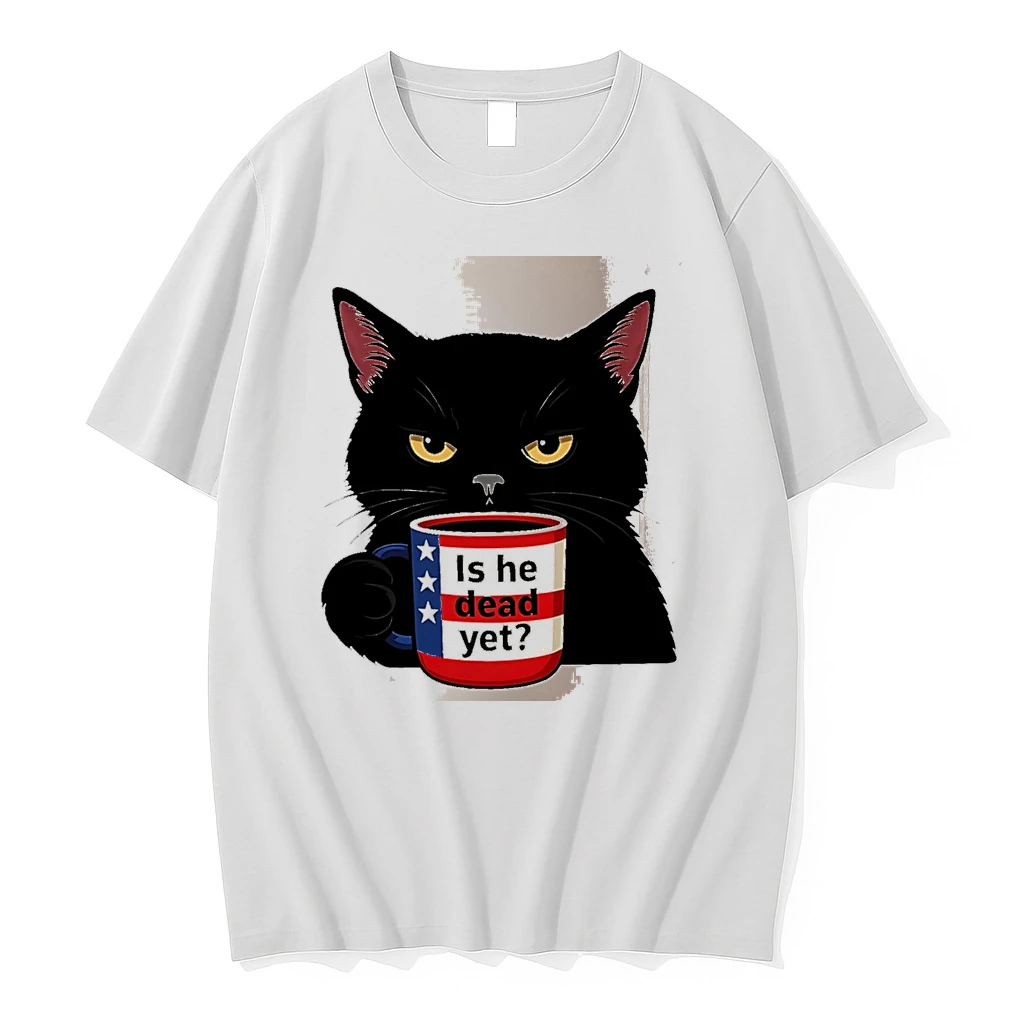 Officials Is He Dead Yet Black Cat Usa Flag White Premium T Shirt Sweatshirt Hoodie
