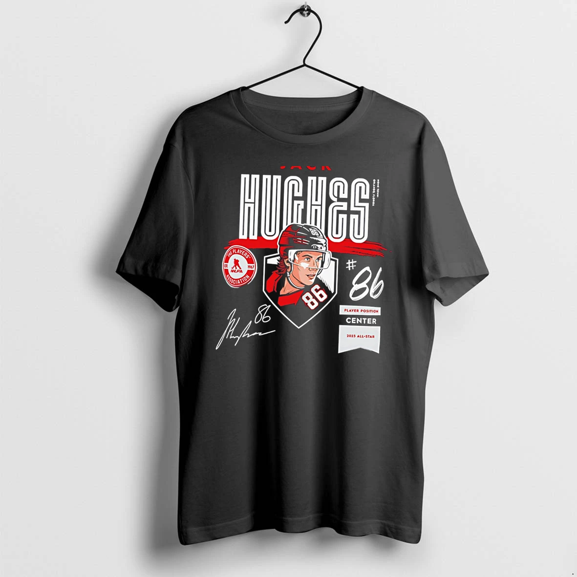 Officials Jack Hughes New Jersey Devils Player Spotlight Name Number Tee Premium T Shirt Sweatshirt Hoodie