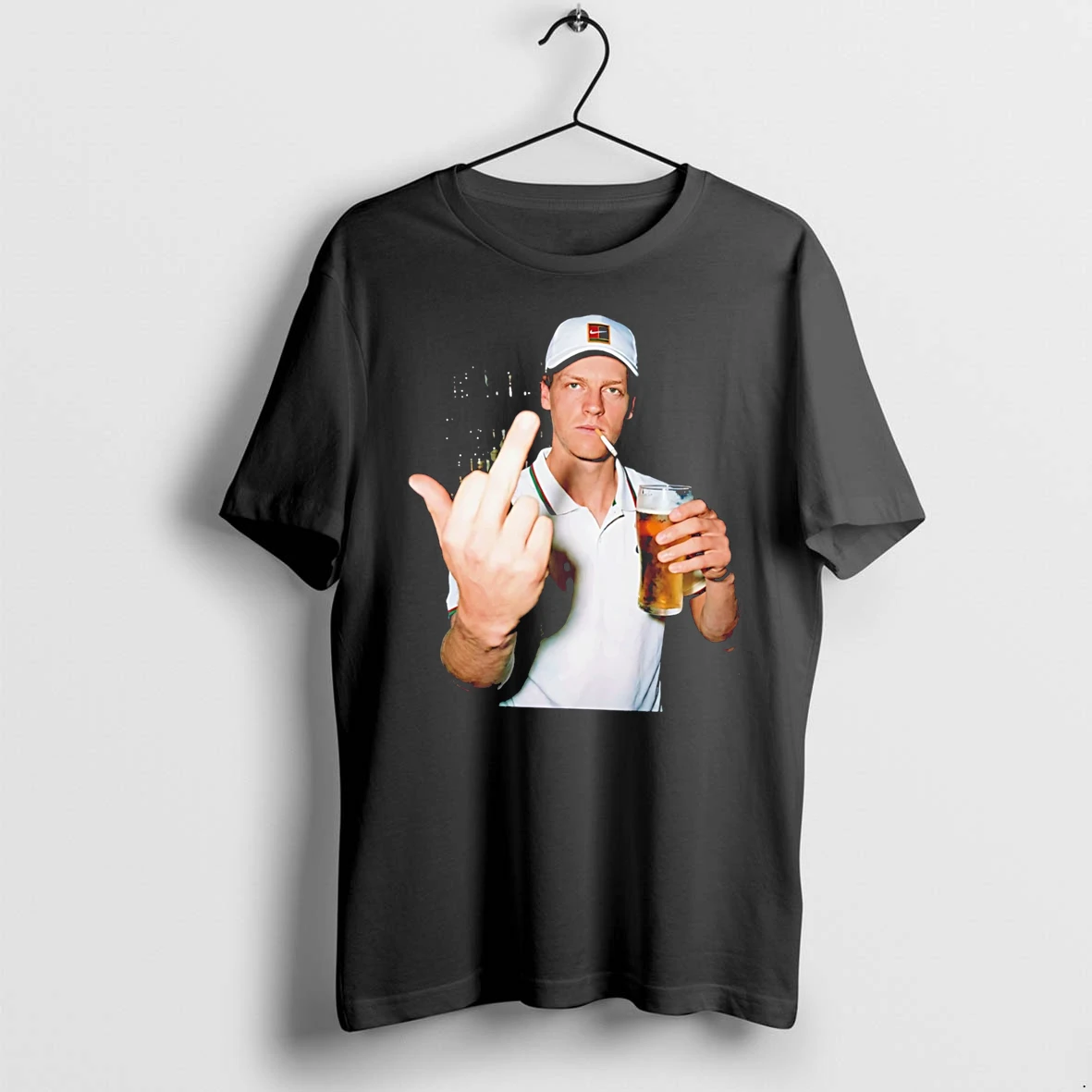 Officials Jannik Sinner 2026 Mens Singles Champion Middle Finger And Beer Tee Premium T Shirt Sweatshirt Hoodie