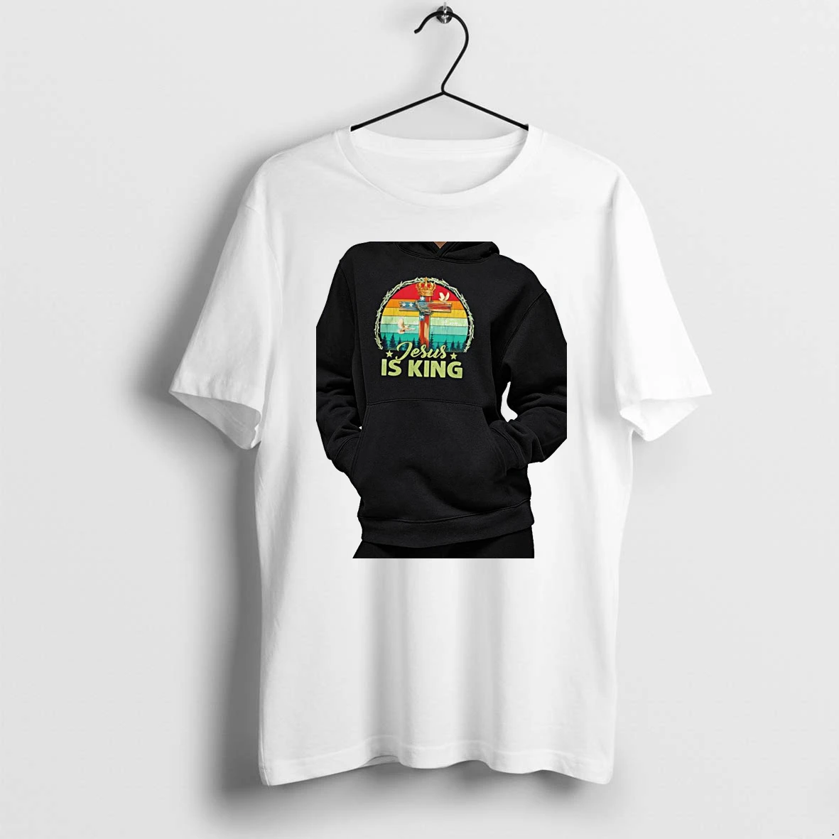 Officials Jesus Is King Crown Of Thorns Christian Premium T Shirt Sweatshirt Hoodie