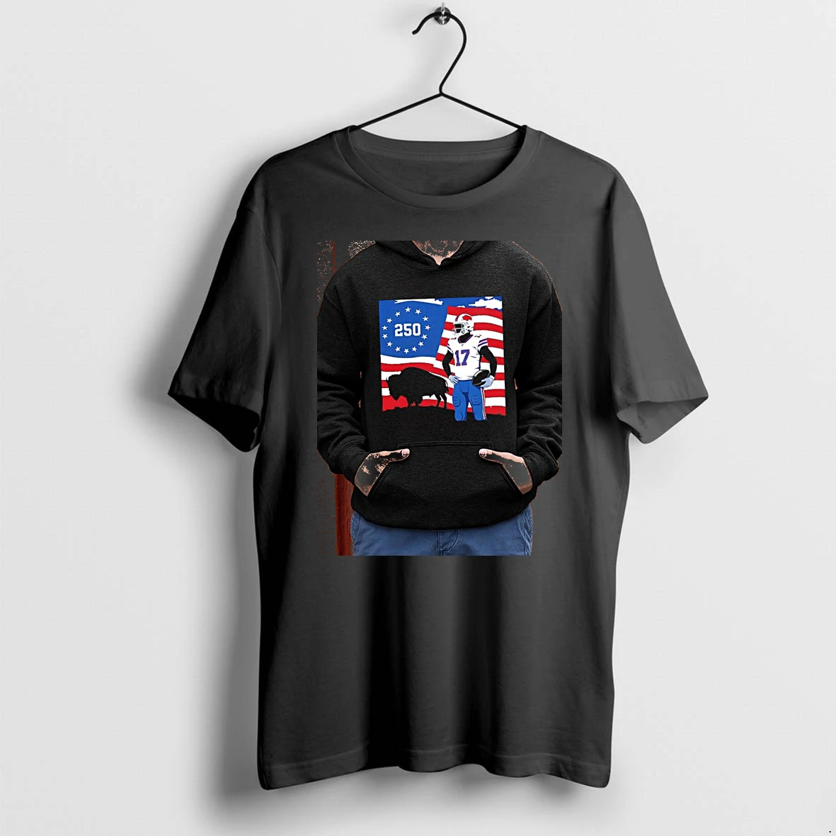 Officials Josh Allen Buffalo Bills 250 Wins 17 Nfl American Flag Premium T Shirt Sweatshirt Hoodie