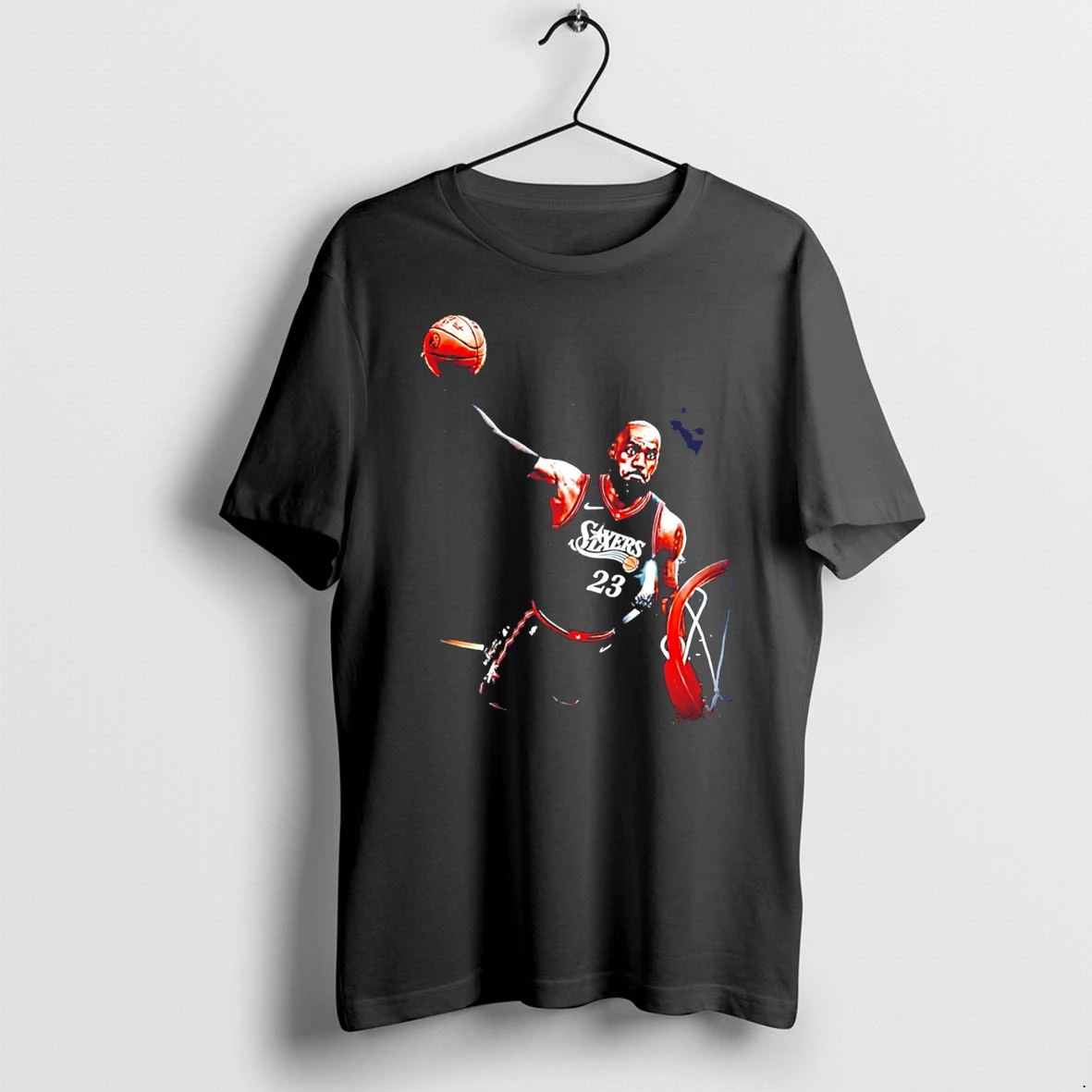 Officials Lebron James Philadelphia Sixers No 23 Distressed Jump Tee Premium T Shirt Sweatshirt Hoodie