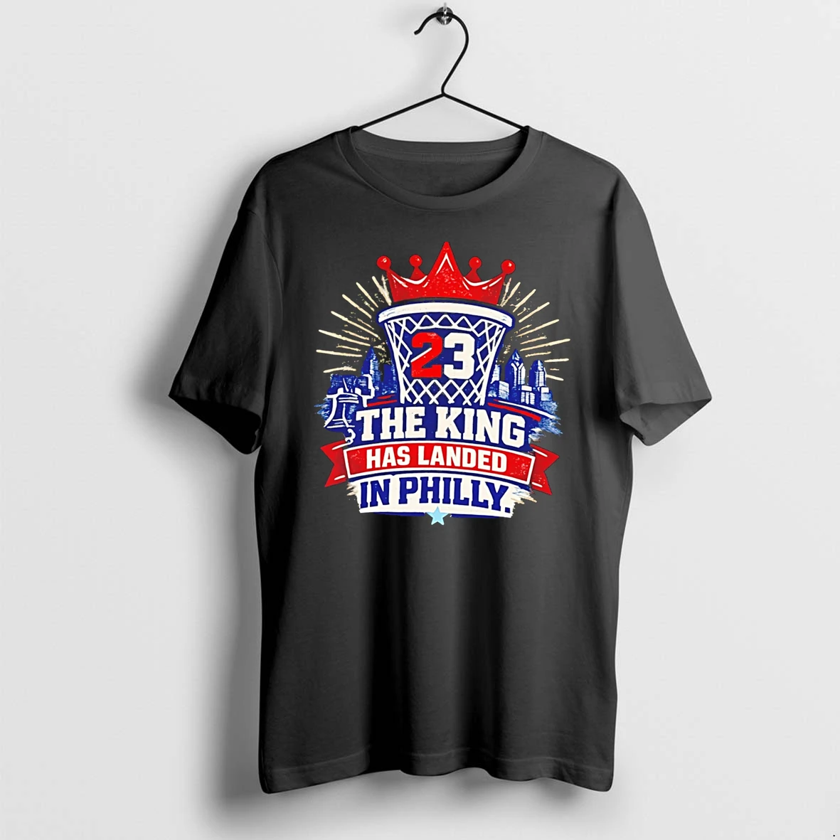 Officials Lebron James The King Has Landed In Philly 23 Basketball Tee Premium T Shirt Sweatshirt Hoodie