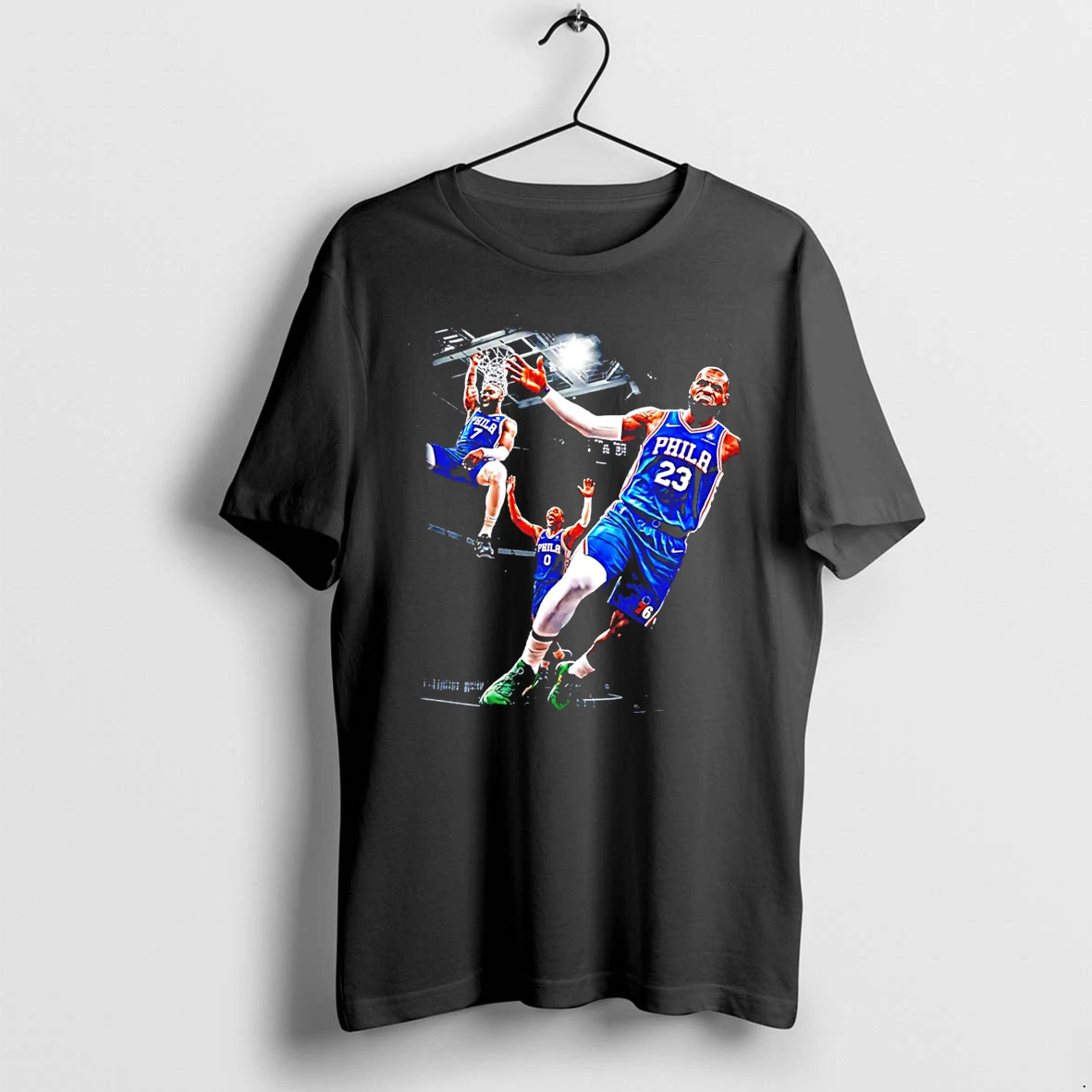 Officials Lebron James Tyrese Maxey And Joel Embiid Philadelphia 76ers Collage Tee Premium T Shirt Sweatshirt Hoodie
