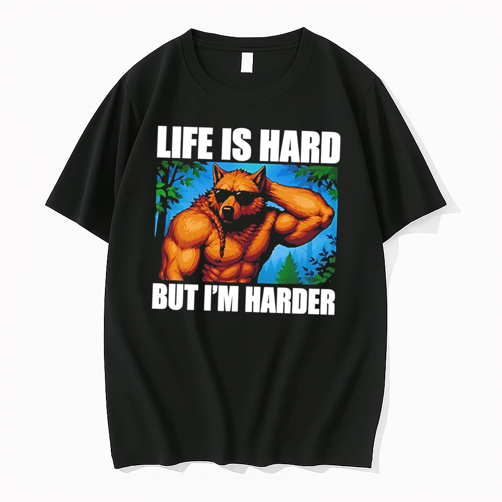 Officials Life Is Hard But I Am Harder Wolf Gym Motivation Tee Premium T Shirt Sweatshirt Hoodie