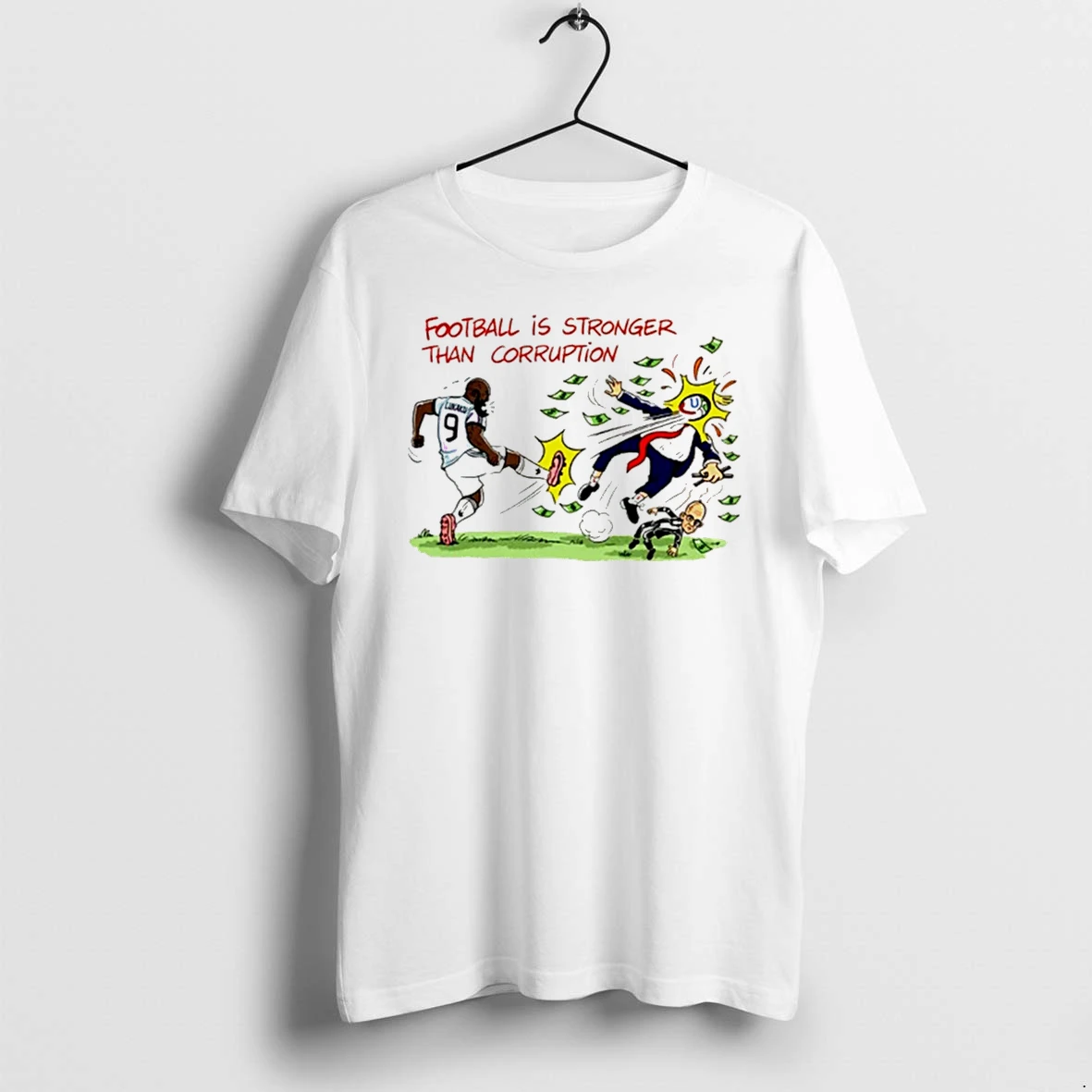 Officials Lukaku And Donald Trump Football Is Stronger Than Corruption Tee Premium T Shirt Sweatshirt Hoodie