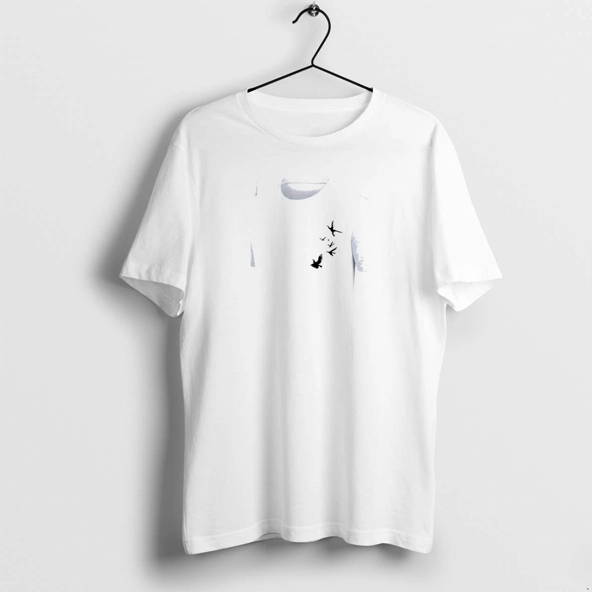 Officials Mens Flying Bird Forest Ink Print Casual Short Sleeve White Mens Premium T Shirt Sweatshirt Hoodie