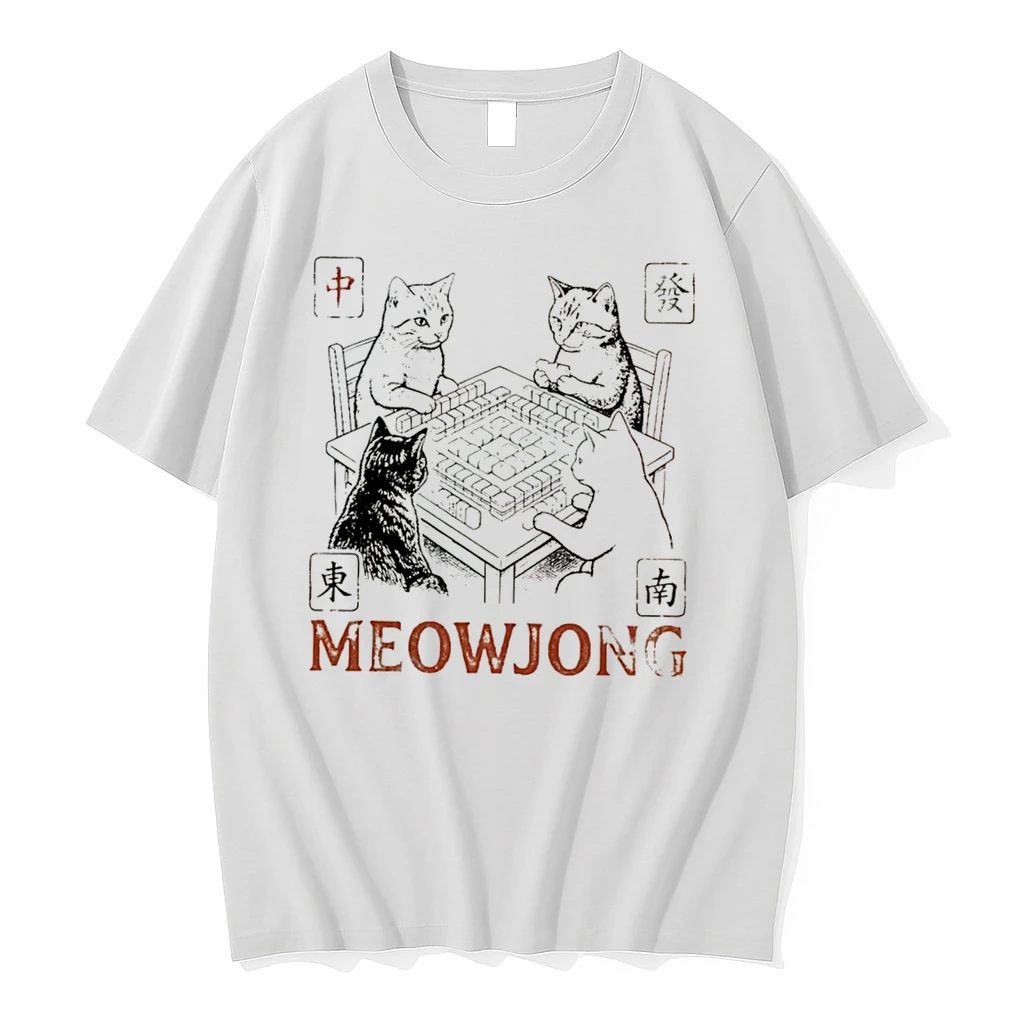 Officials Meowjong Cats Playing Mahjong Cat Lover Tee Premium T Shirt Sweatshirt Hoodie
