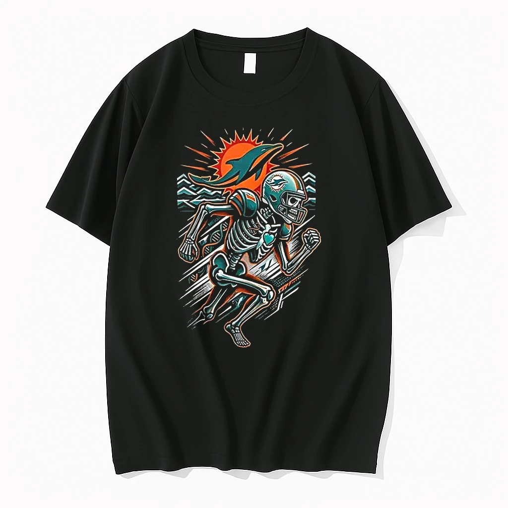 Officials Miami Dolphins Runs In My Blood Mascot Skeleton Black Mens Premium T Shirt Sweatshirt Hoodie