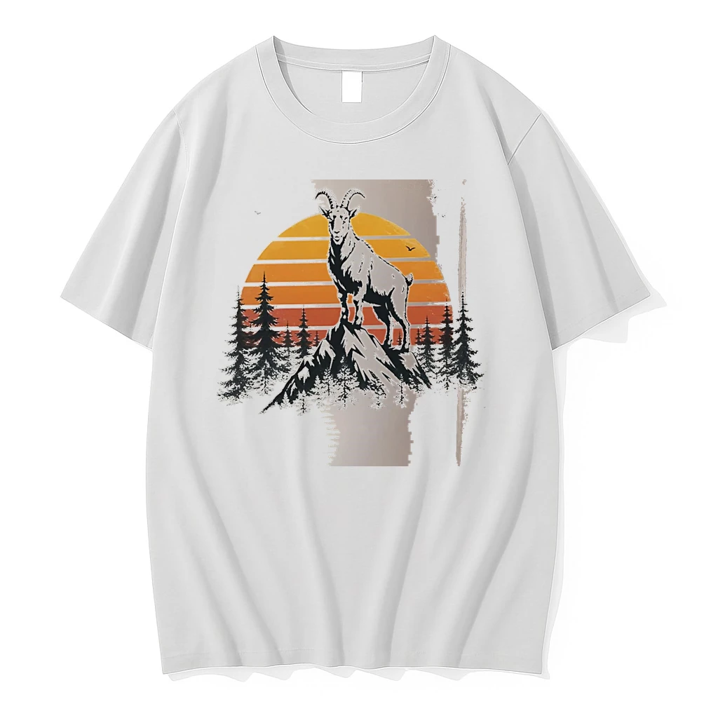 Officials Mountain Goat Standing On A Peak Sunset Forest White Premium T Shirt Sweatshirt Hoodie