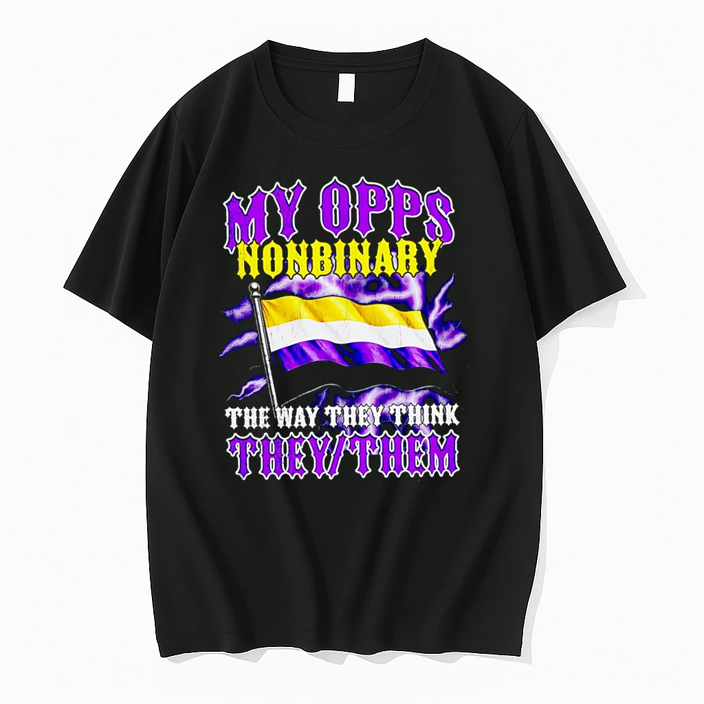 Officials My Opps Nonbinary The Way They Think Theythem Nonbinary Flag Premium T Shirt Sweatshirt Hoodie