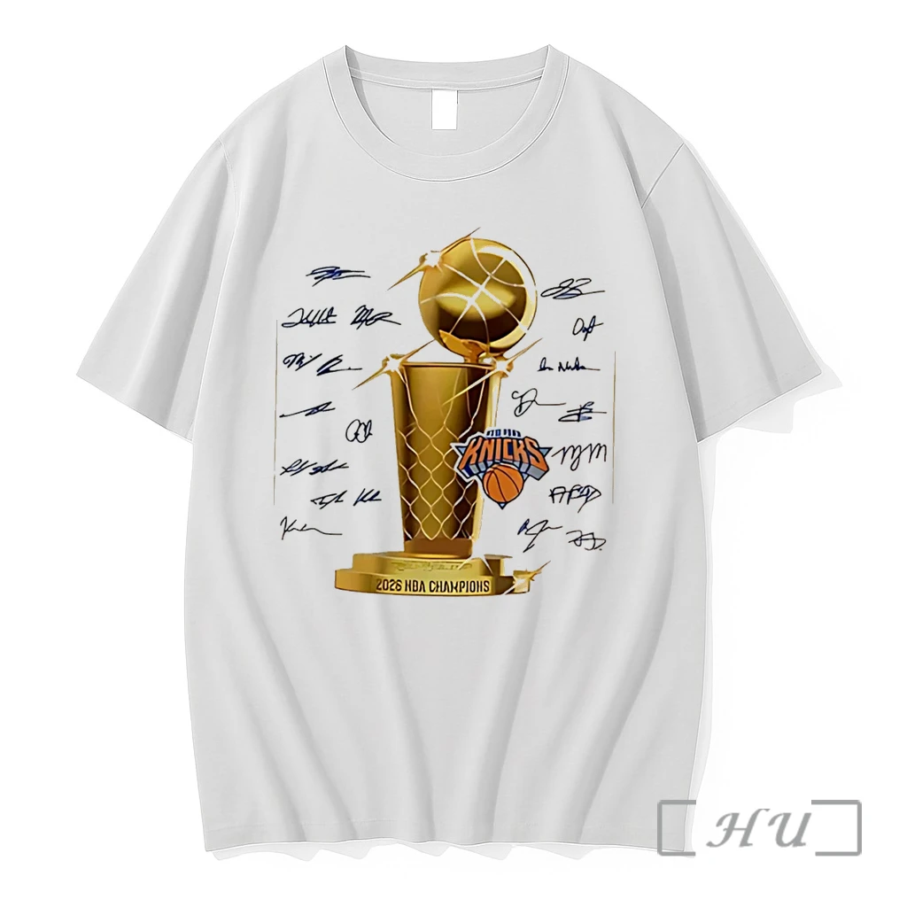 Officials New York Knicks 2026 Nba Champions Trophy Team Members Signature Tee Premium T Shirts Sweater Hoodie