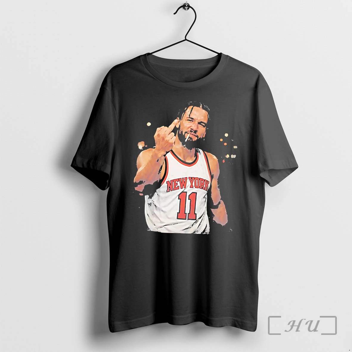 Officials New York Knicks Jalen Brunson Middle Finger Smoking Vintage Tee Premium T Shirts Sweater Hoodie