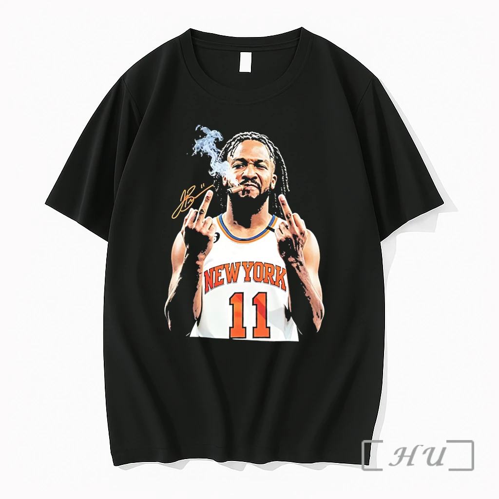 Officials New York Knicks Jalen Brunson Smoking Cigar Middle Finger Tee Premium T Shirts Sweater Hoodie