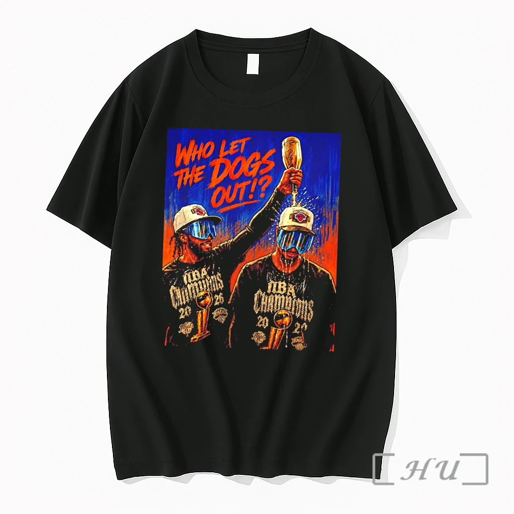 Officials New York Knicks World Champions 2026 Who Let The Dogs Out Tee Premium T Shirts Sweater Hoodie