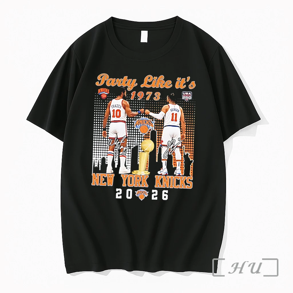 Officials New York Knicks Party Like Its 1973 Jalen Brunson And Walt Frazir Tee Premium T Shirts Sweater Hoodie