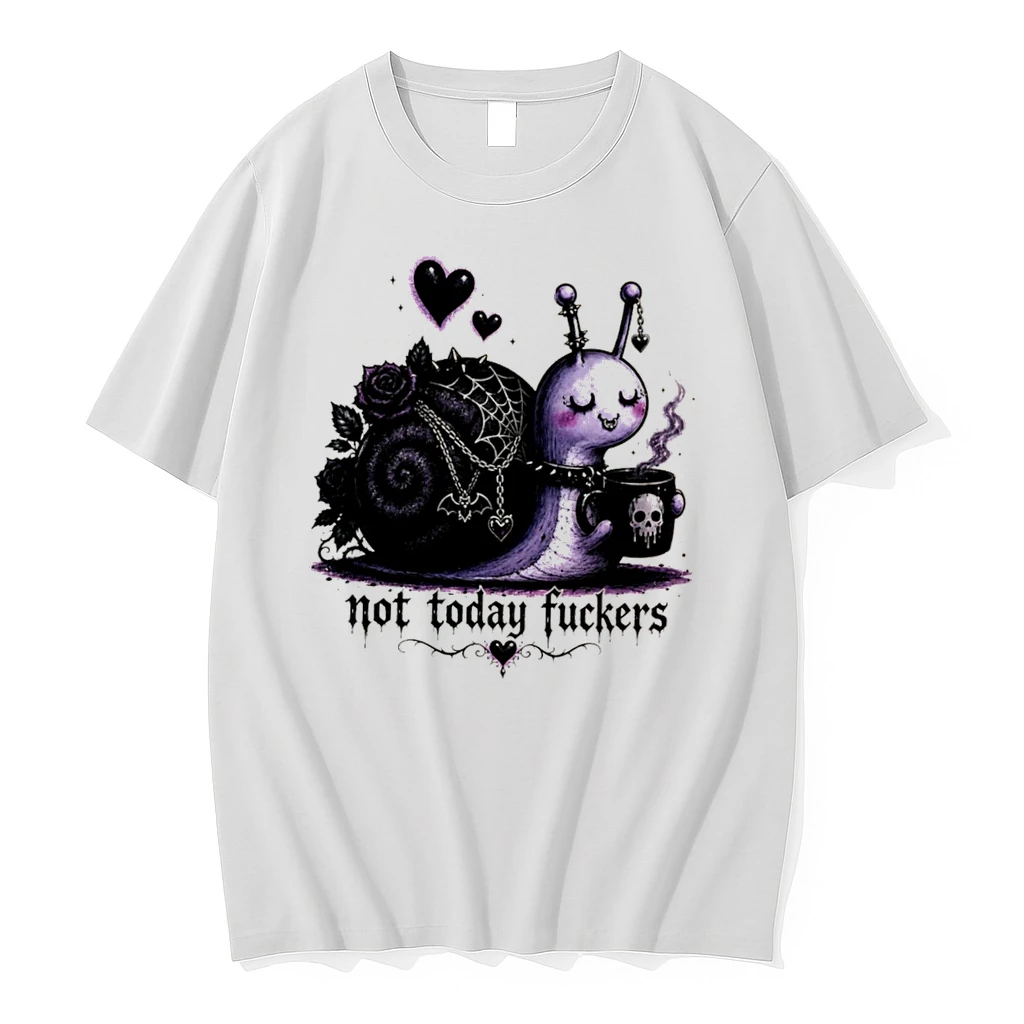 Officials Not Today Fuckers Goth Snail With Coffee And Roses Tee Premium T Shirt Sweatshirt Hoodie