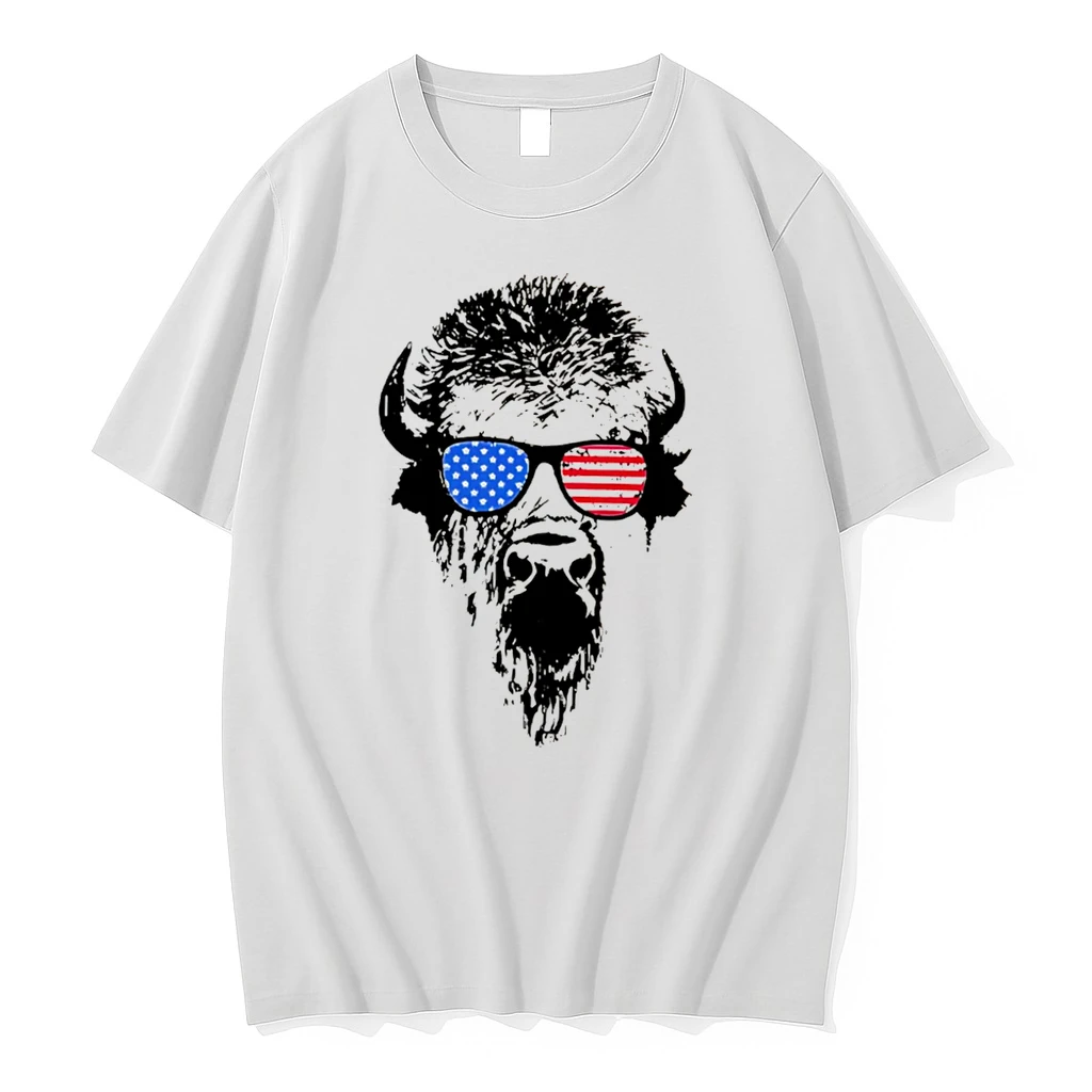 Officials Patriotic Buffalo Usa Flag American Red White Blue Sunglasses Tee Premium T Shirt Sweatshirt Hoodie