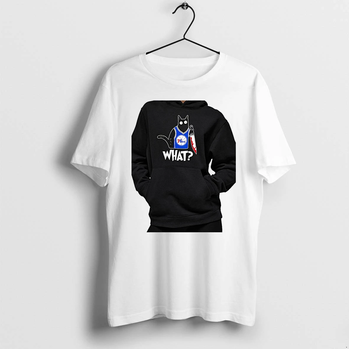 Officials Philadelphia 76ers Cat With A Knife What Halloween Premium T Shirt Sweatshirt Hoodie