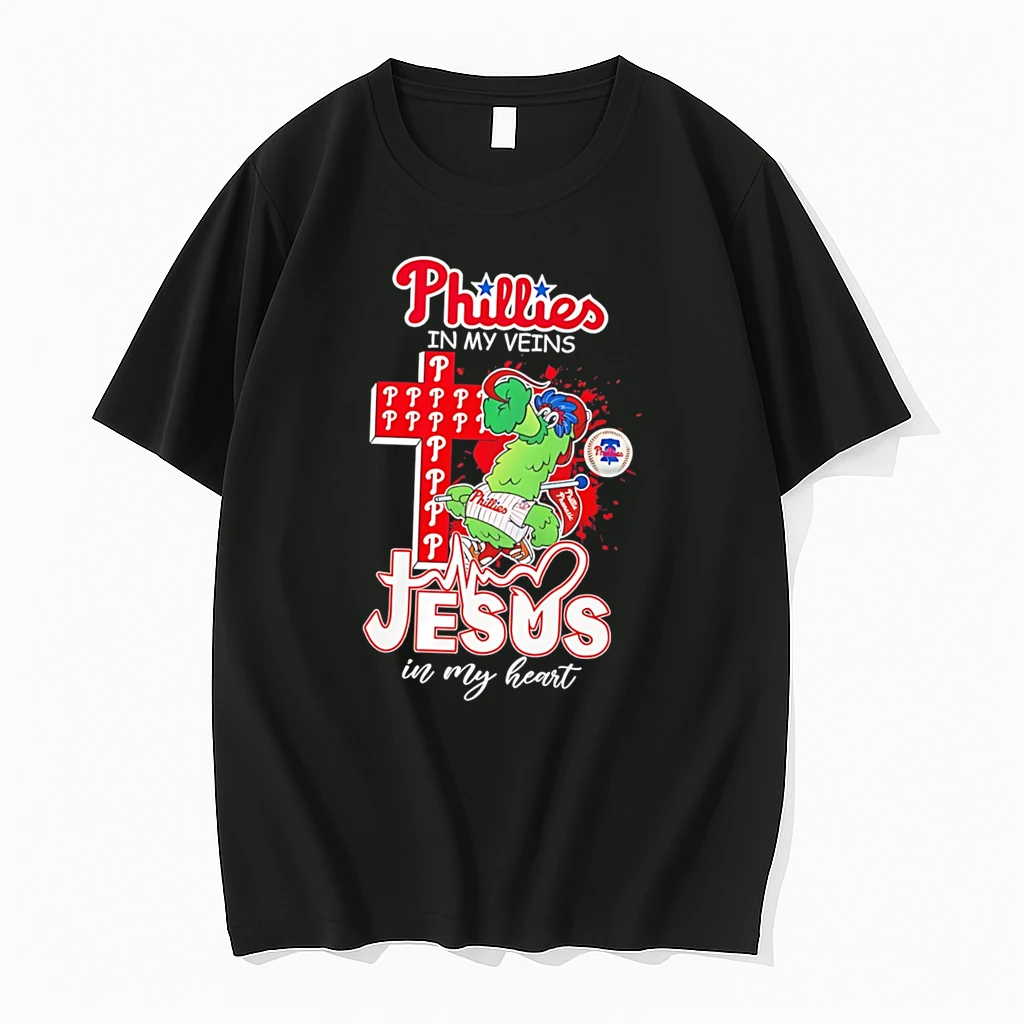 Officials Philadelphia Phillies In My Veins Jesus In My Heart Mascot Tee Premium T Shirt Sweatshirt Hoodie