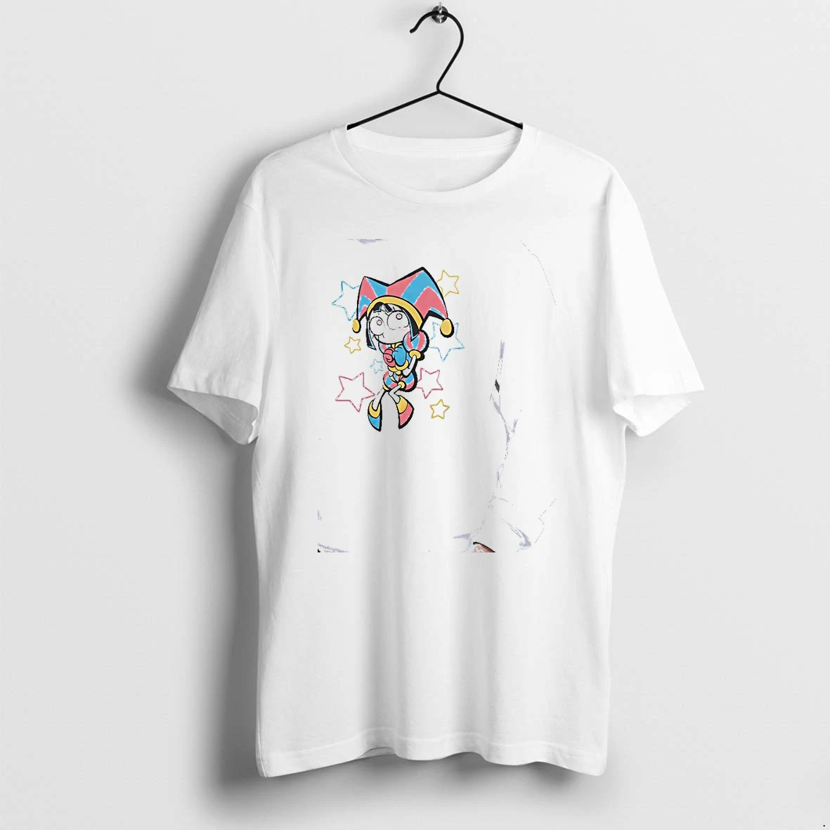 Officials Pomni The Amazing Digital Circus Character And Star Pattern Illustration Premium T Shirt Sweatshirt Hoodie