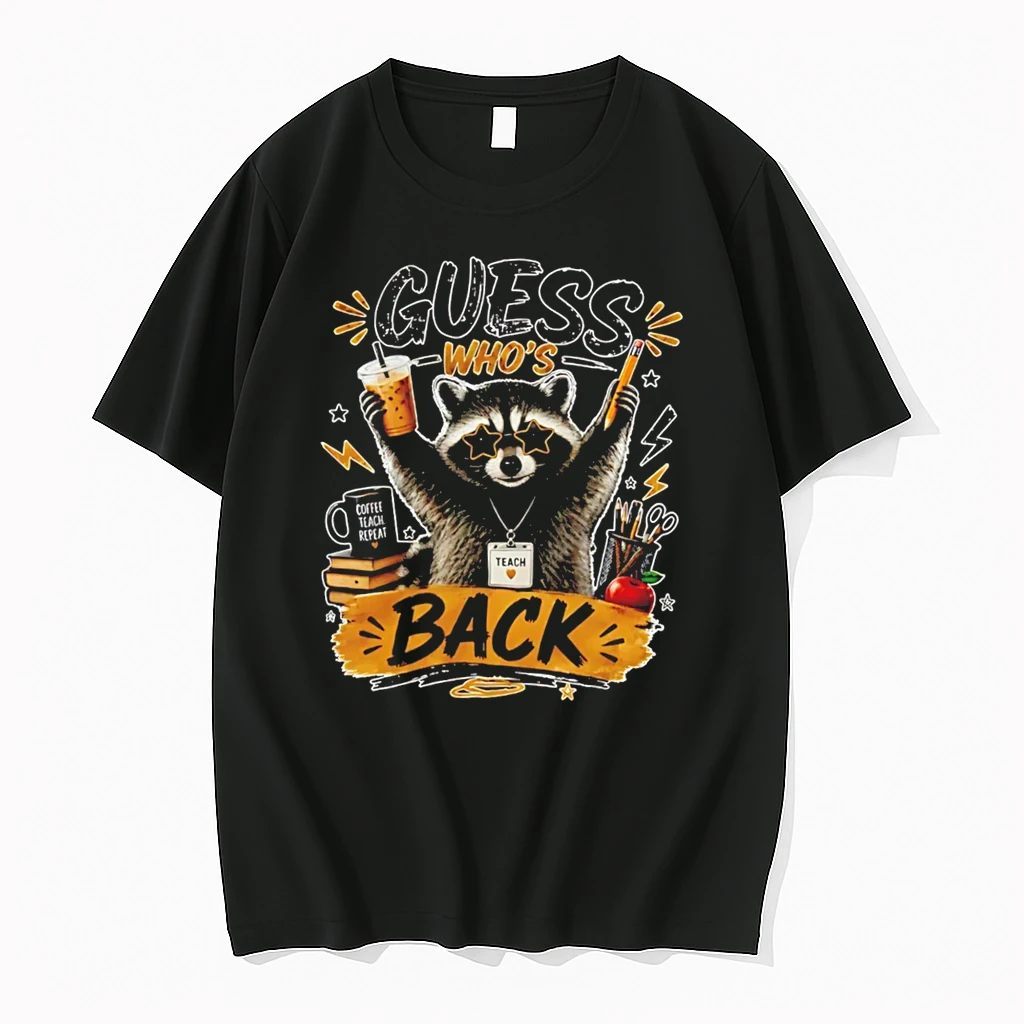 Officials Raccoon Guess Whos Back Teacher Funny Back To School Tee Premium T Shirt Sweatshirt Hoodie