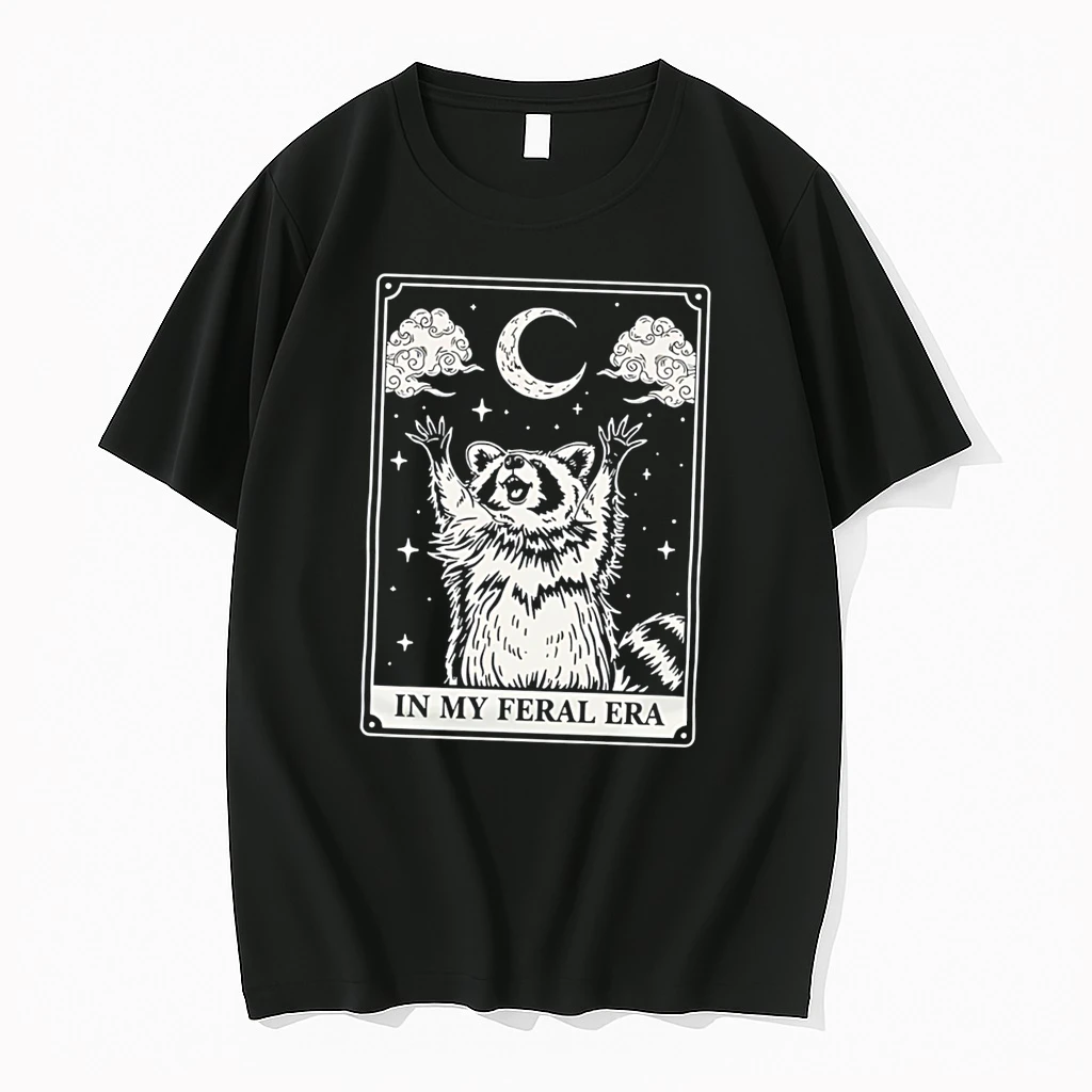 Officials Racoon Under The Moonlight In My Feral Era Tee Premium T Shirt Sweatshirt Hoodie