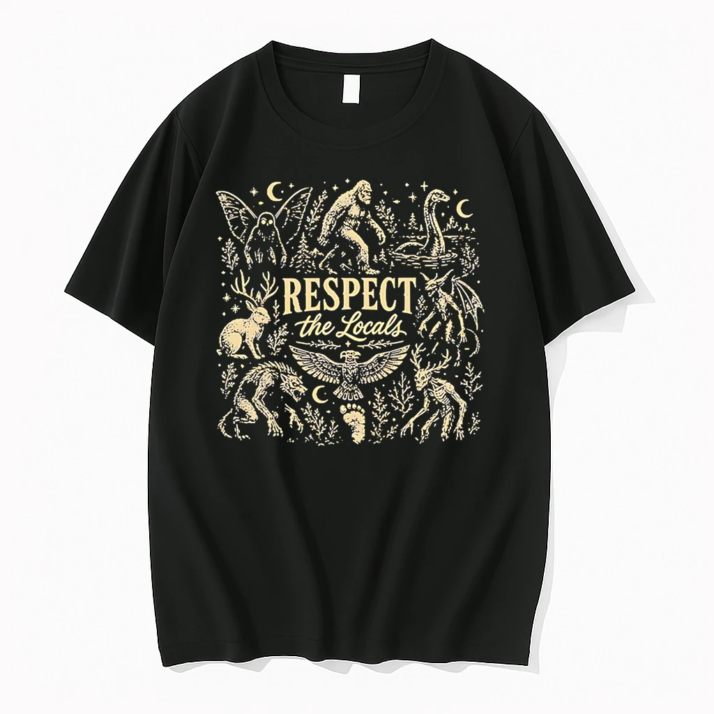 Officials Respect The Locals Bigfoot Mothman Loch Ness Monster Cryptid Premium T Shirt Sweatshirt Hoodie