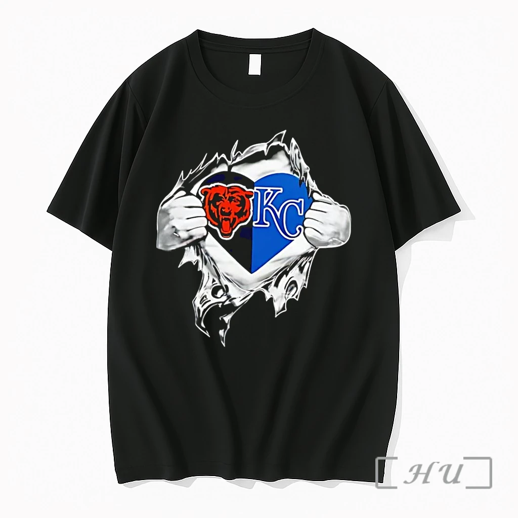 Officials Ripping Chest Heart Chicago Bears Kansas City Royals Black Premium T Shirts Sweater Hoodie