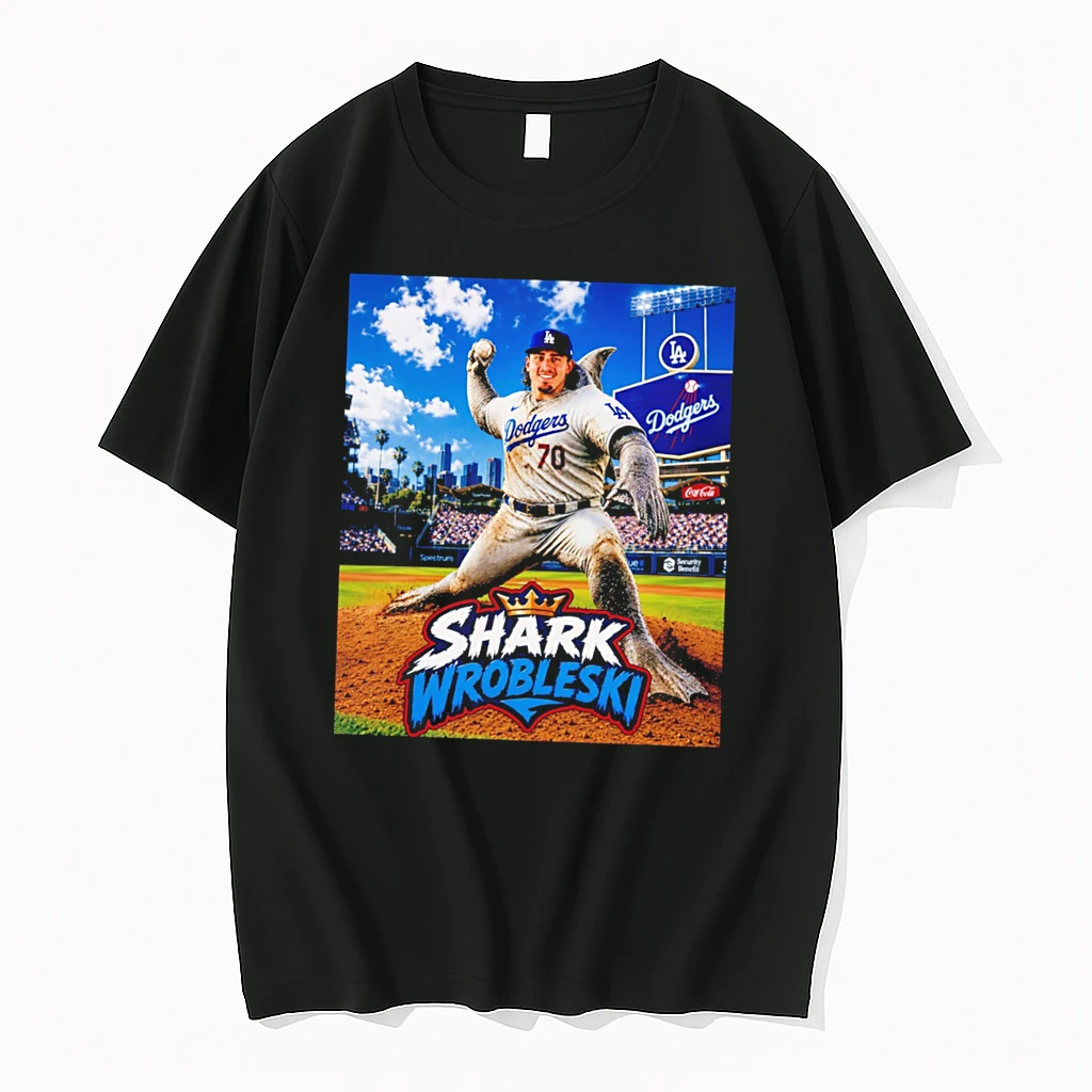 Officials Shark Wrobleski Los Angeles Dodgers No 70 Graphic Tee Premium T Shirt Sweatshirt Hoodie