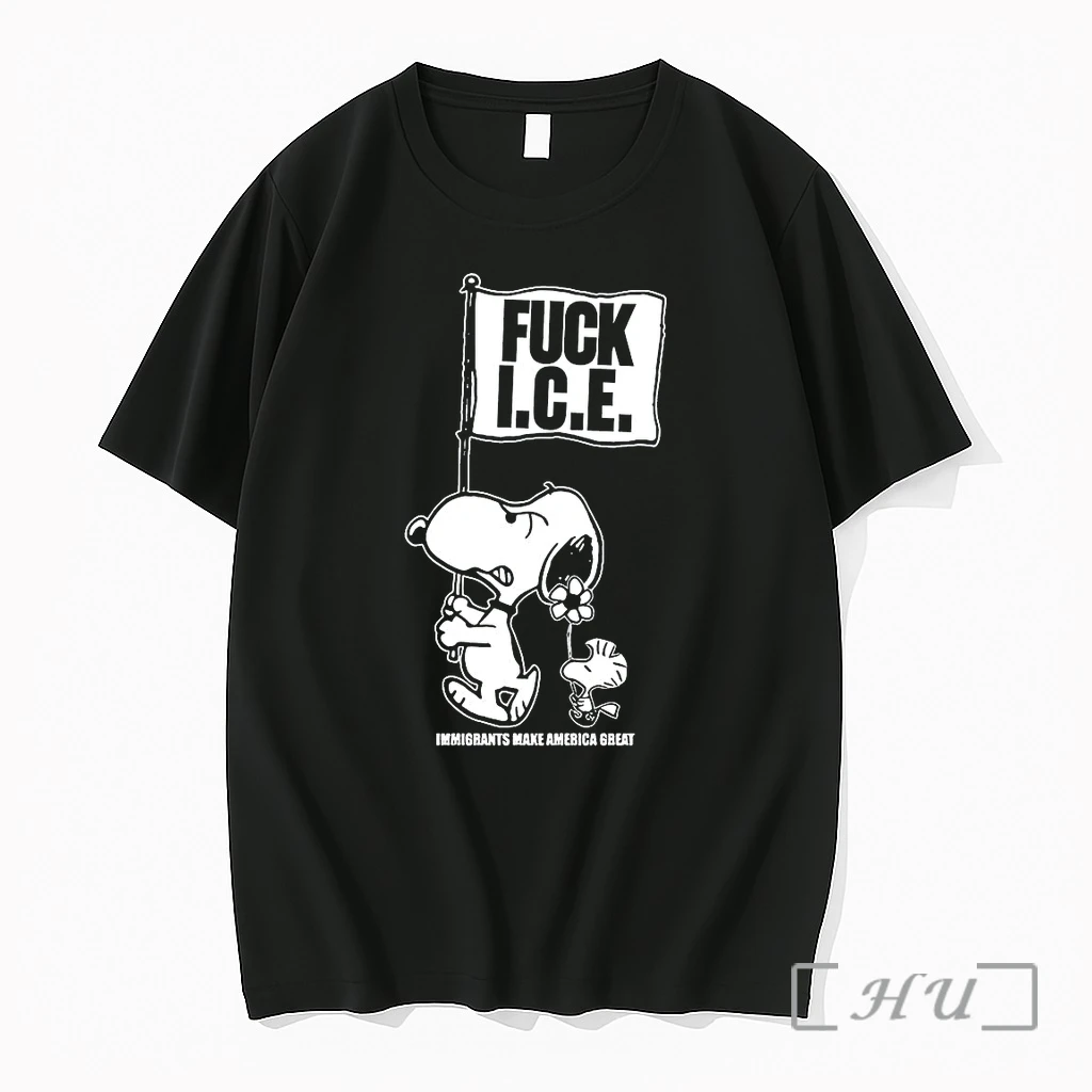 Officials Snoopy Fuck Ice Flag Immigrants Make America Great Premium T Shirts Sweater Hoodie