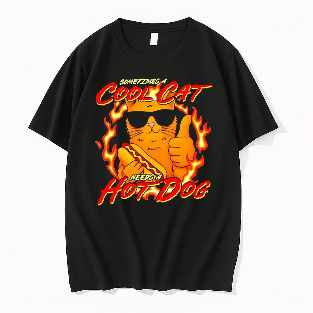 Officials Sometimes A Cool Cat Needs A Hot Dog Cat Premium T Shirt Sweatshirt Hoodie