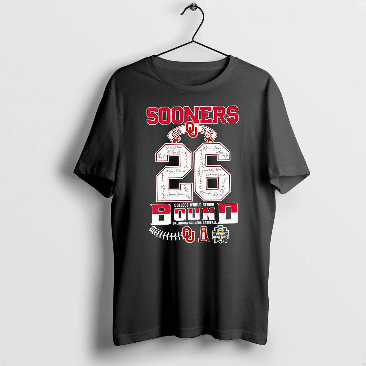 Officials Sooners 2026 36 22 College World Series Bound Oklahoma Sooners Baseball Premium T Shirt Sweatshirt Hoodie