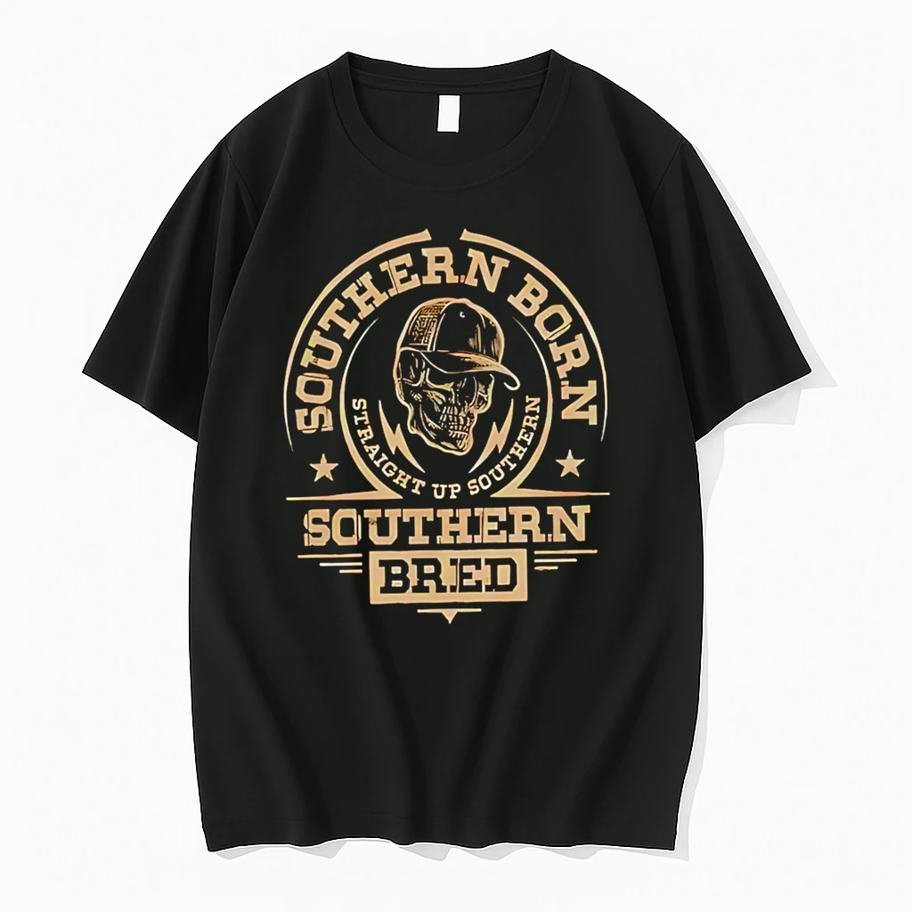 Officials Southern Born Straight Up Southern Southern Bred Skull Premium T Shirt Sweatshirt Hoodie