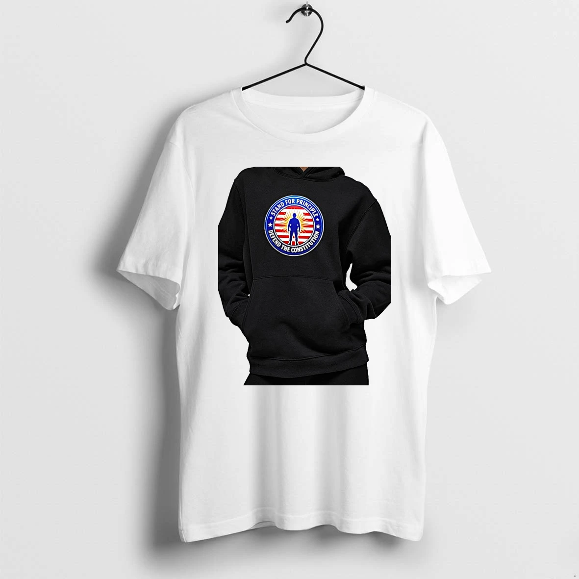 Officials Stand For Principle Defend The Constitution Soldier American Flag Patriotic Premium T Shirt Sweatshirt Hoodie