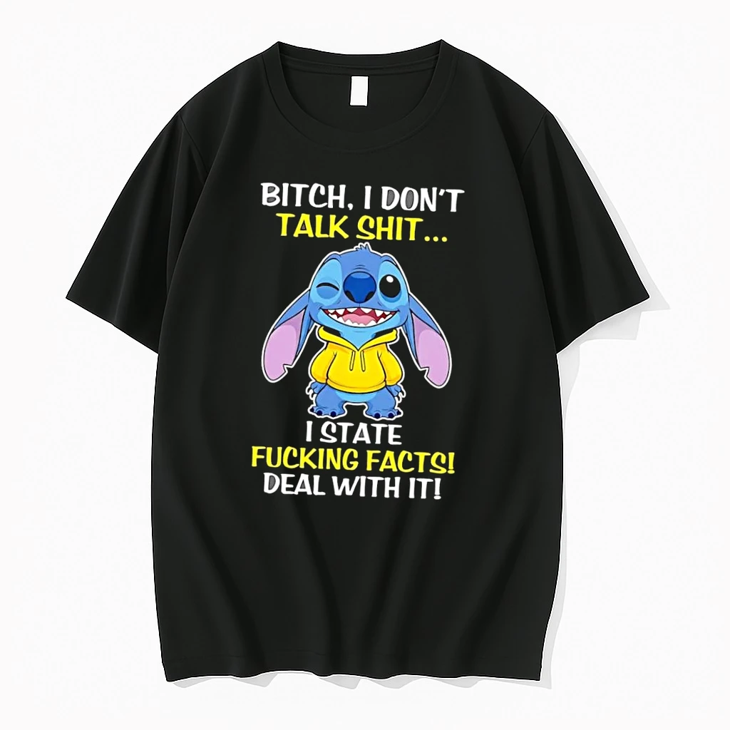 Officials Stitch Winking In Yellow Bitch I Dont Talk Shit I State Fucking Facts Deal With It Black Premium T Shirt Sweatshirt Hoodie